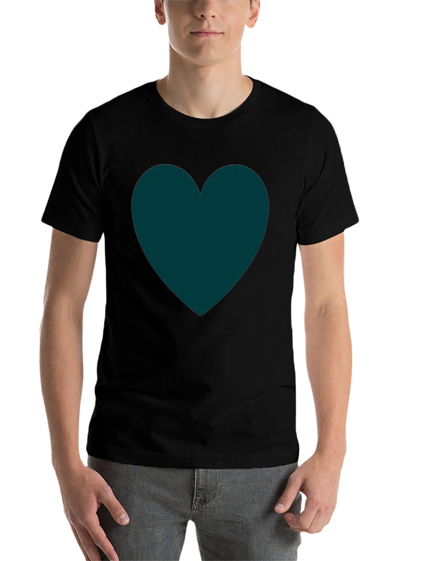 Black Heart Graphic Tee - Soft Black Casual Shirt view 7