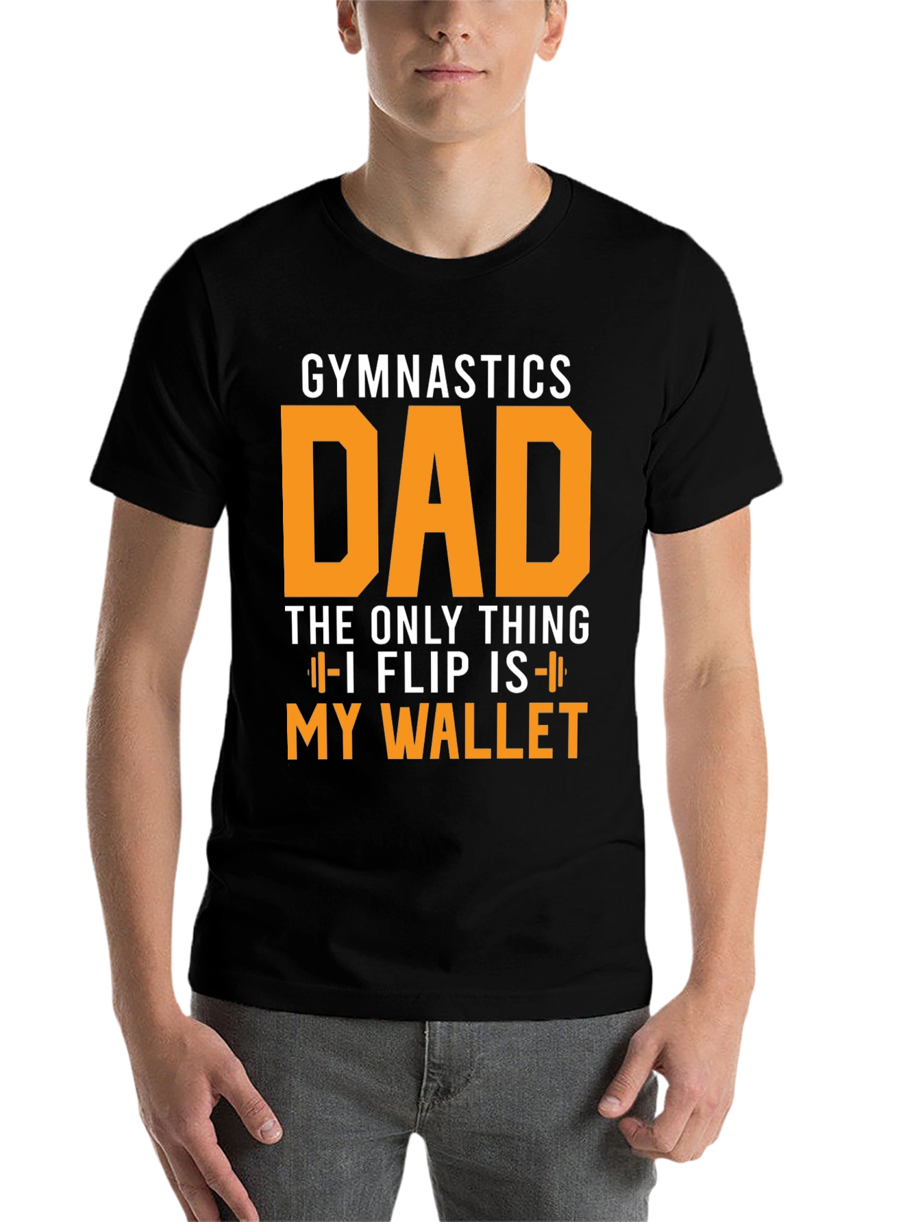 Black Gymnastics Dad T-Shirt - Flipping Wallet Humor view 7