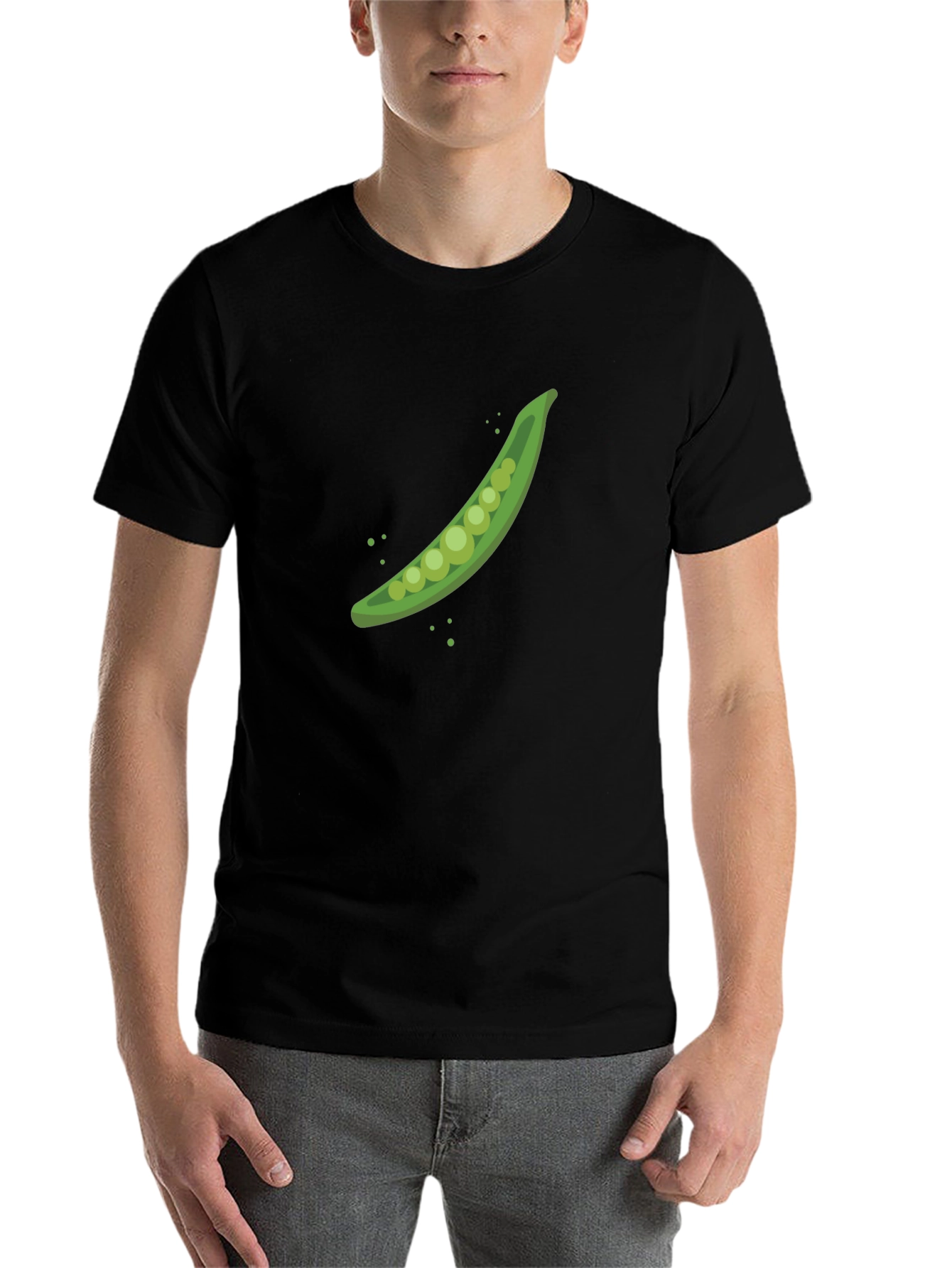 Black Pea Pod Graphic T-Shirt - Black Cotton Tee view 7