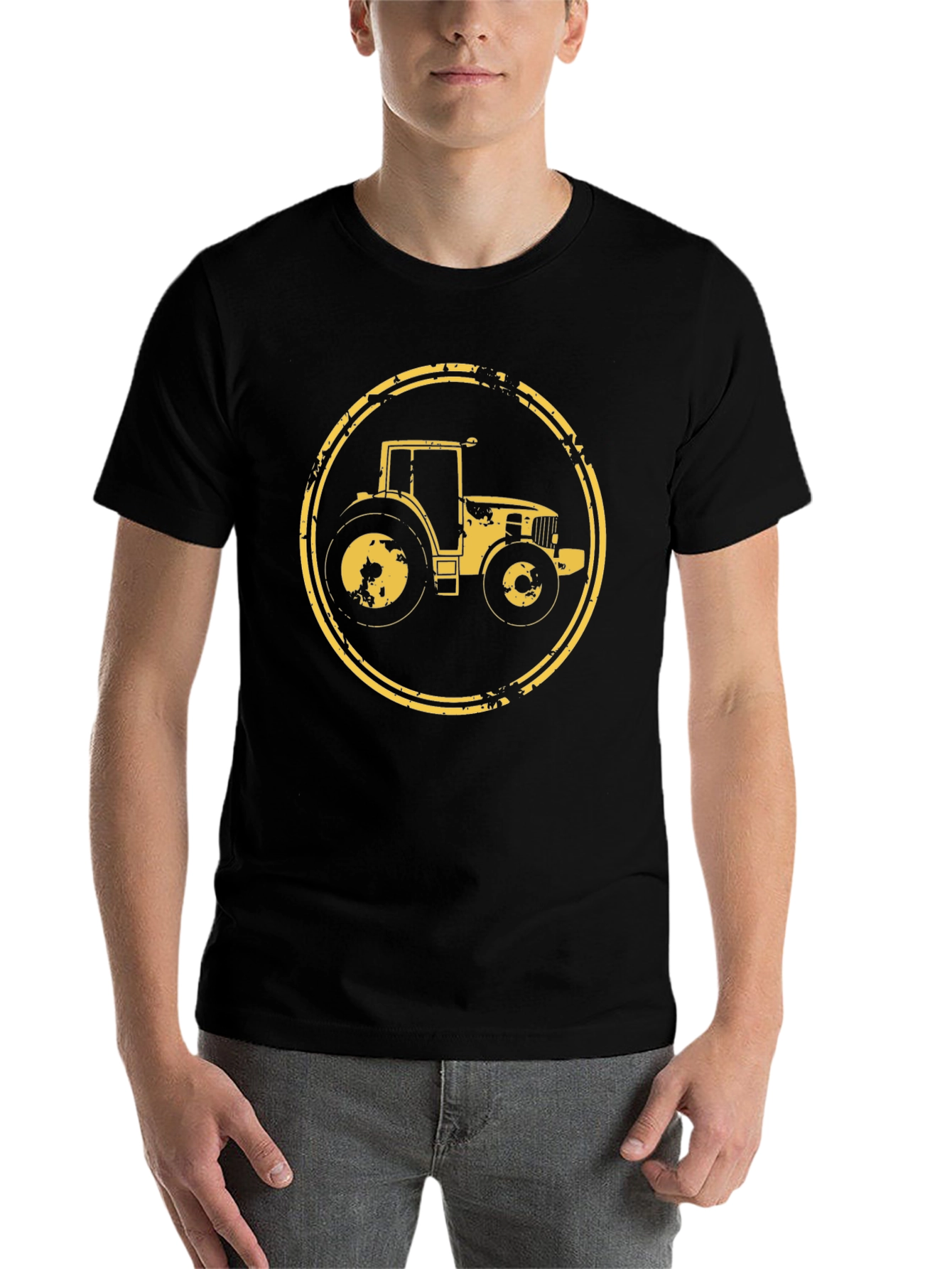 Black Distressed Tractor Graphic Tee view 7