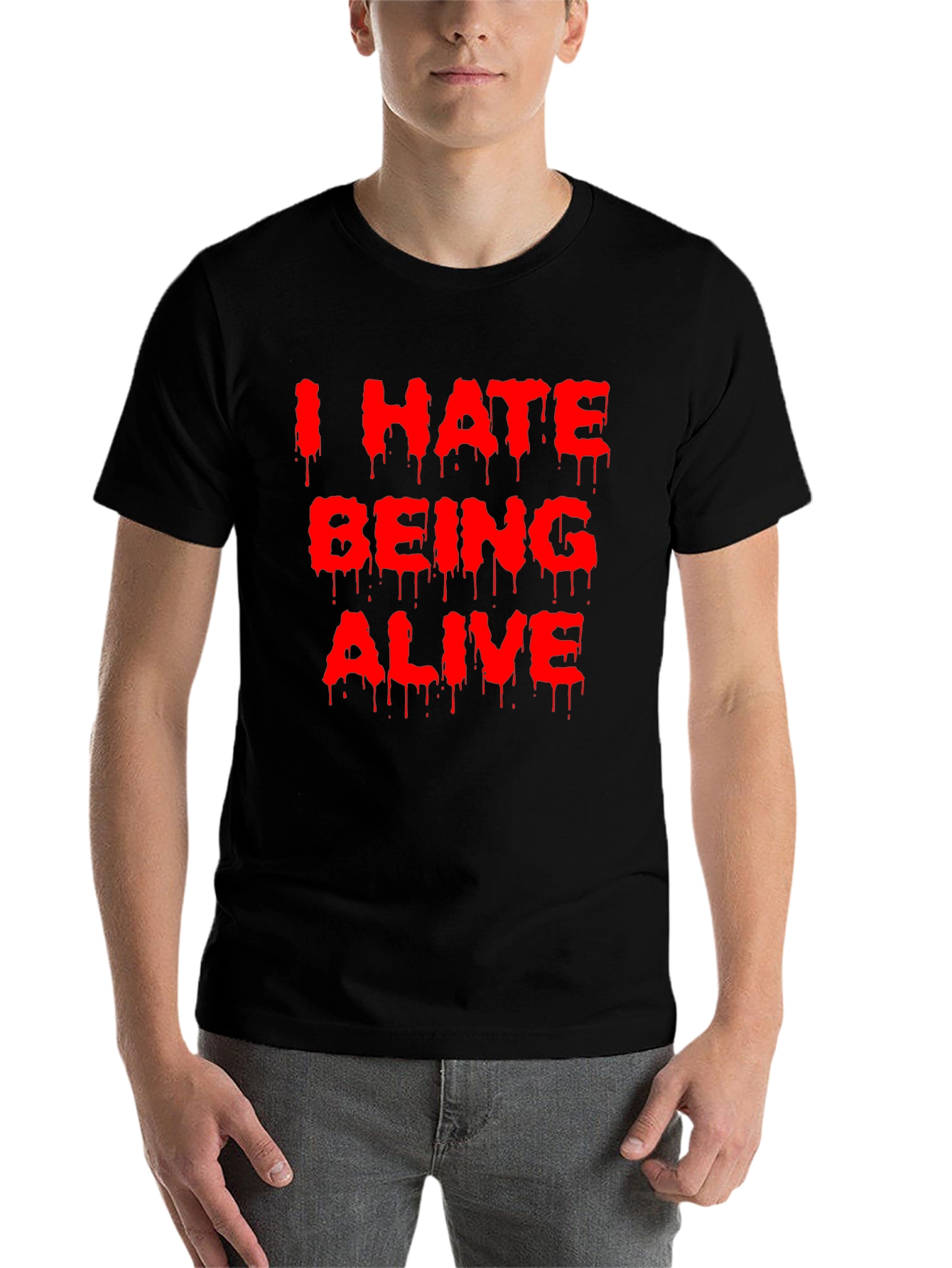 Black I Hate Being Alive Graphic Tee - Black Novelty T-Shirt view 7