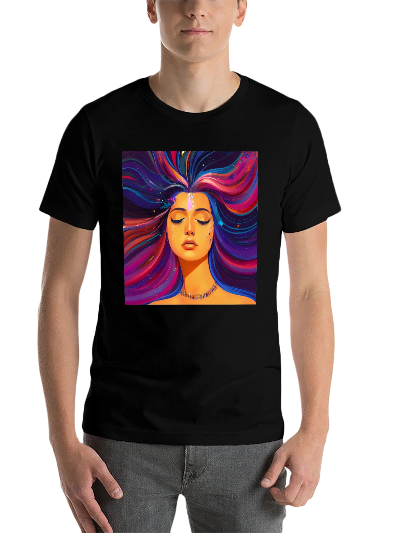 Black Vibrant Woman Graphic Black T-Shirt view 7