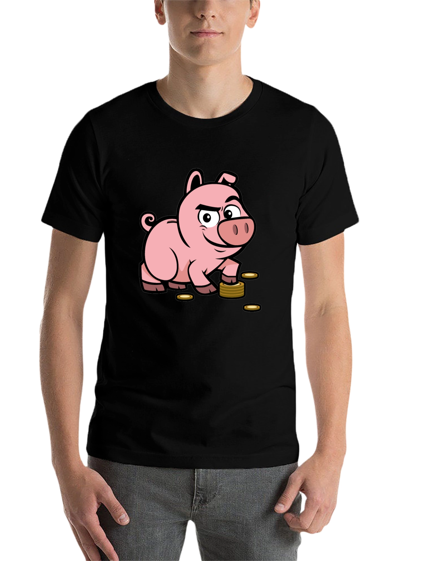 Black Piggy Bank Funny T-Shirt view 7