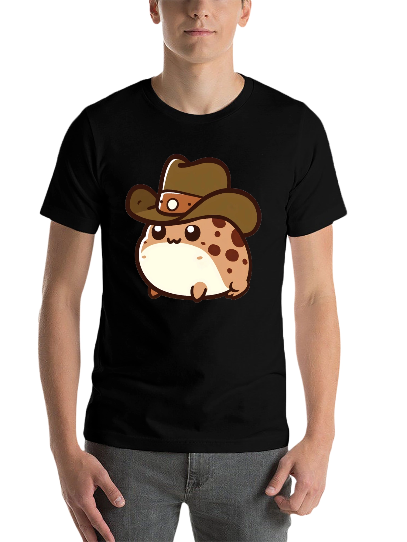 Black Cartoon Cowboy Frog T-Shirt - Black view 7