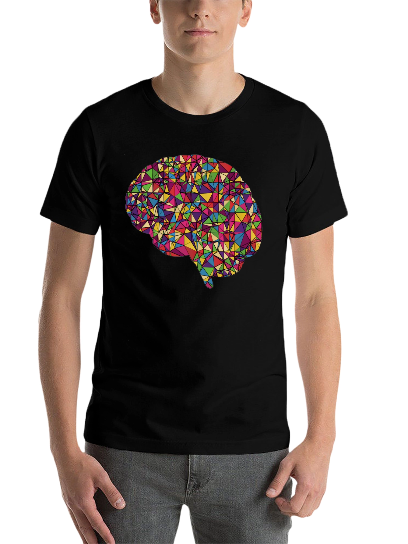Geometric Brain Graphic Tee - Black - 7