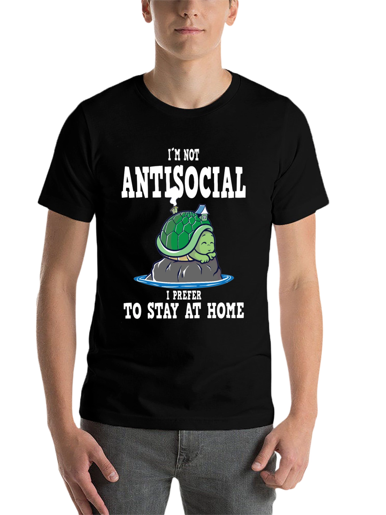 Black Antisocial Turtle Homebody T-Shirt view 7