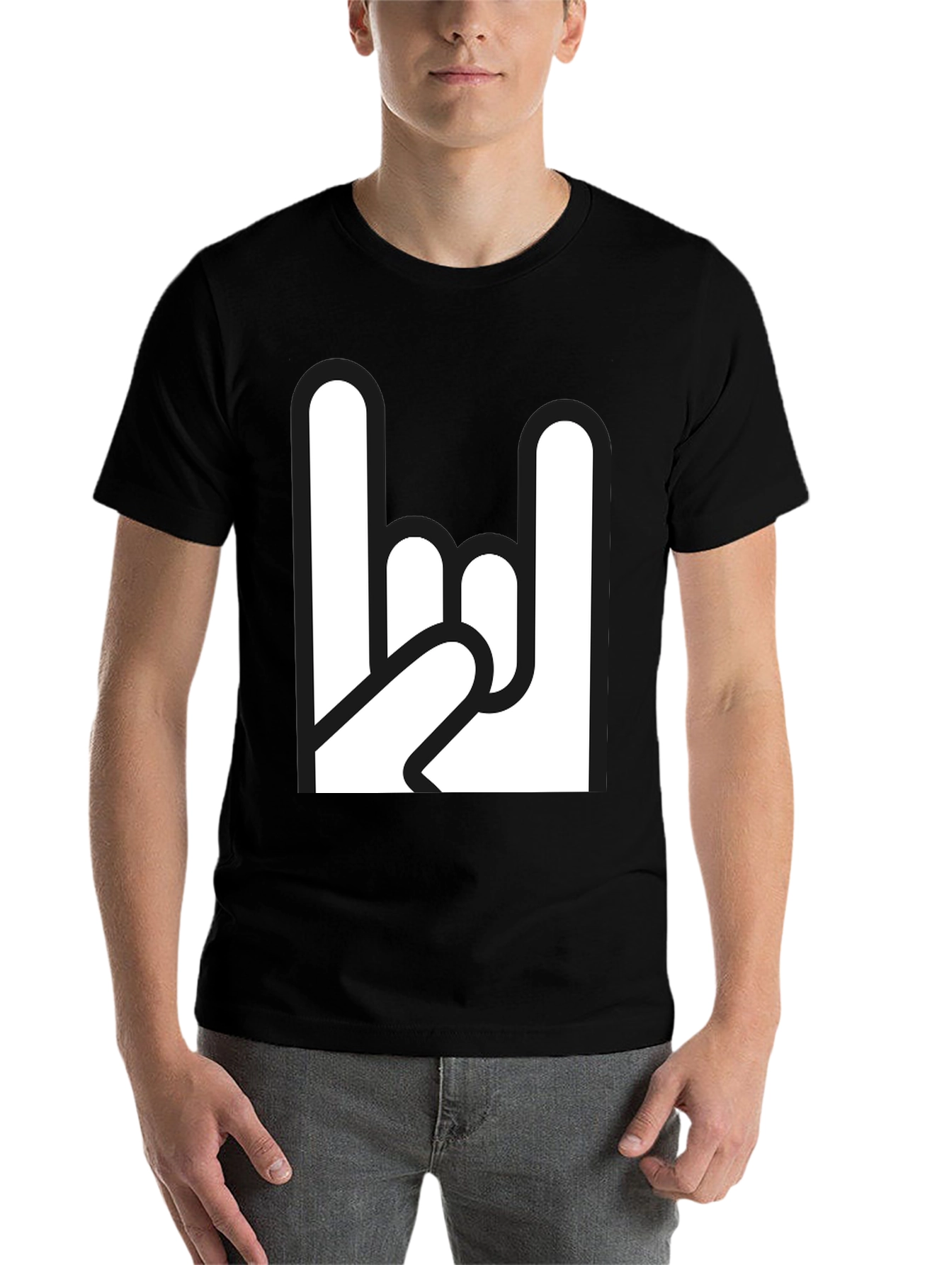 Black Rock On Graphic Tee - Classic Black T-Shirt view 7