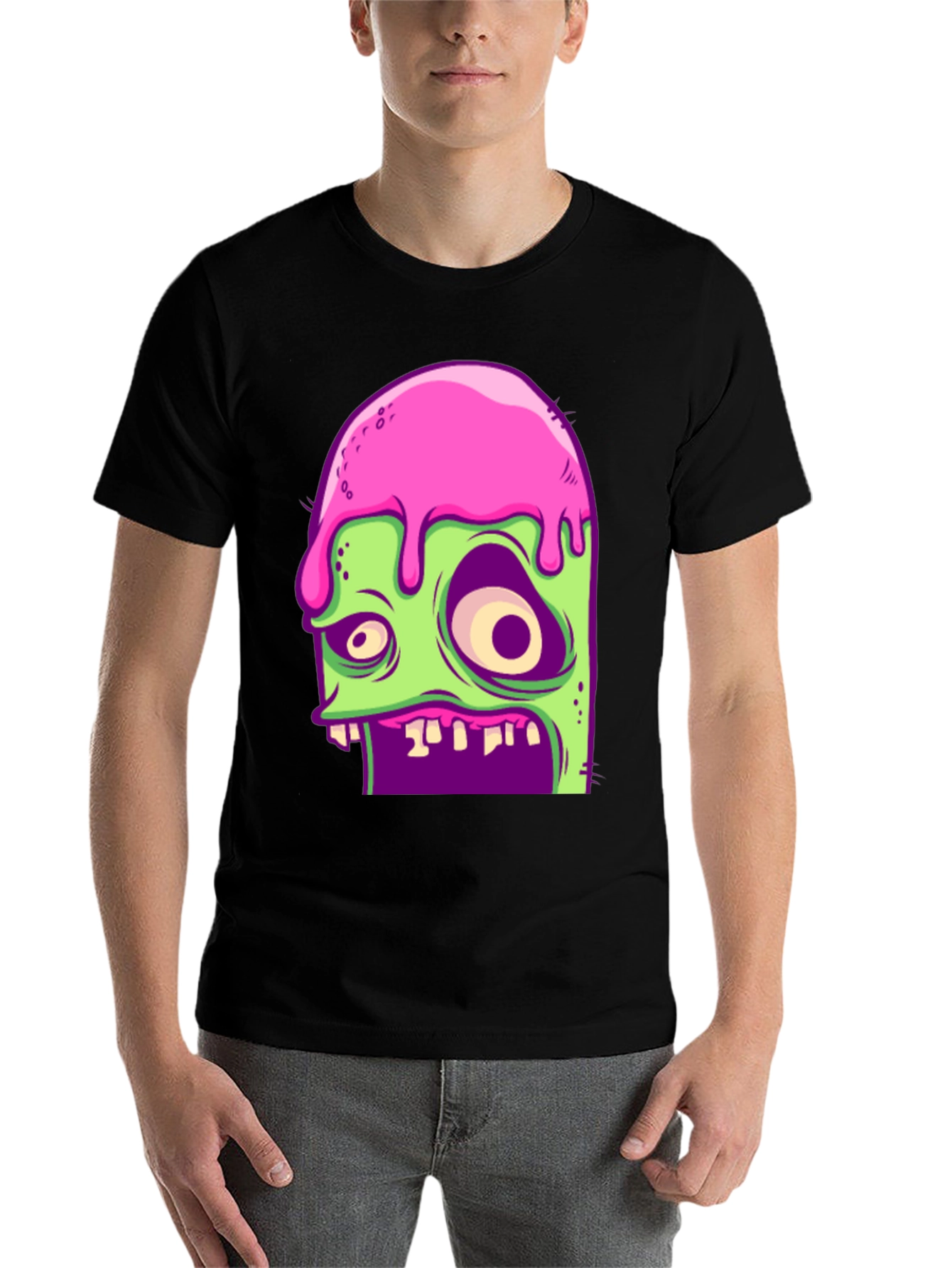 Black Zombie Melt T-Shirt - Unique Graphic Tee view 7