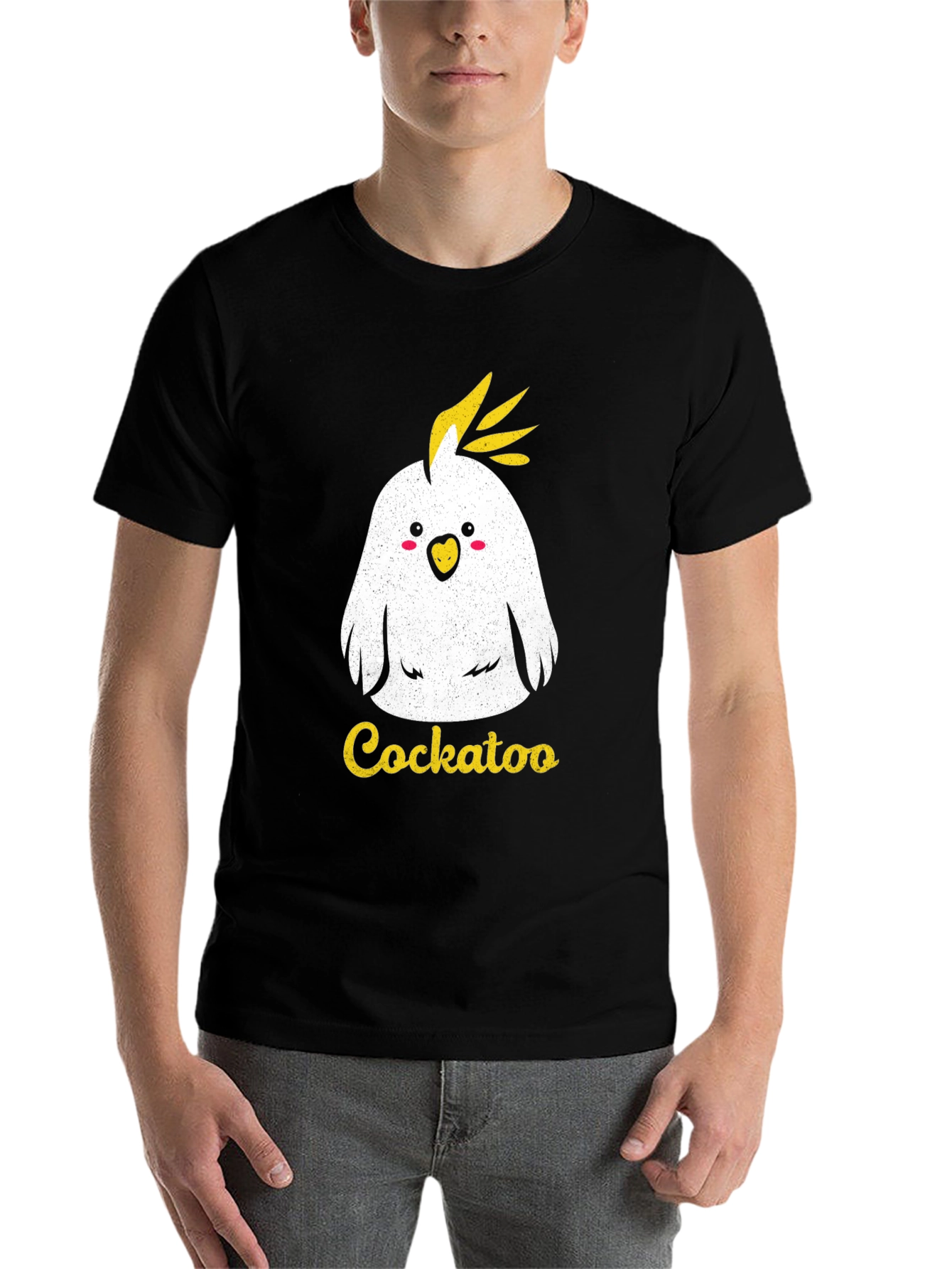Black Cute Cockatoo Graphic T-Shirt - Unisex view 7