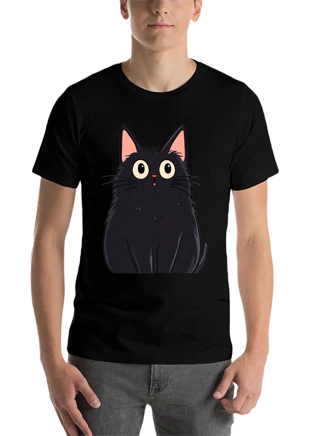 Black Black Cat Graphic Tee - Men's Casual T-Shirt view 7