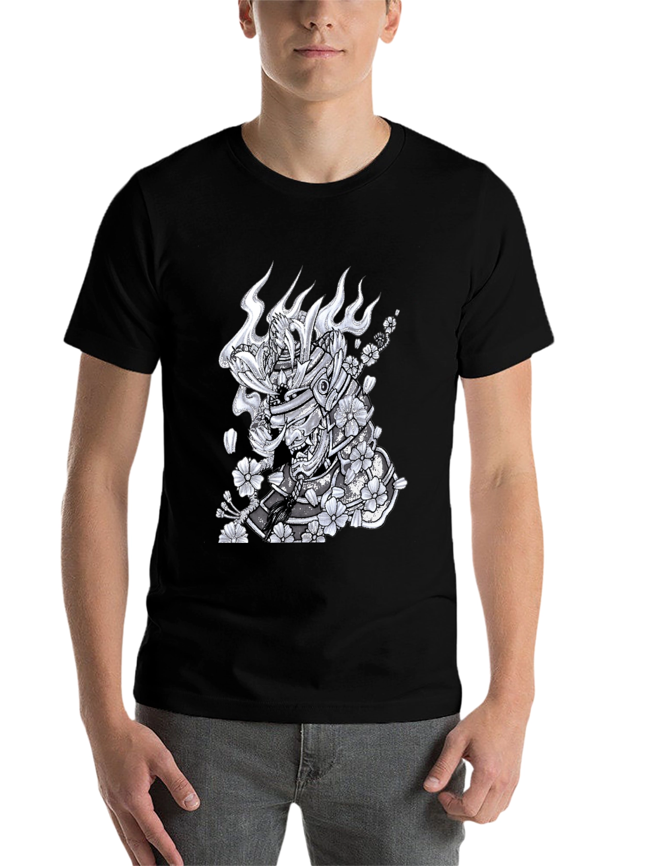 Black Samurai Warrior Graphic T-Shirt - Men's Black Tee view 7