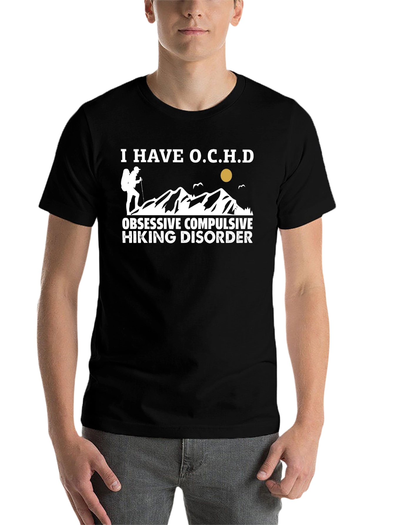 Black Obsessive Compulsive Hiking Disorder T-Shirt view 7