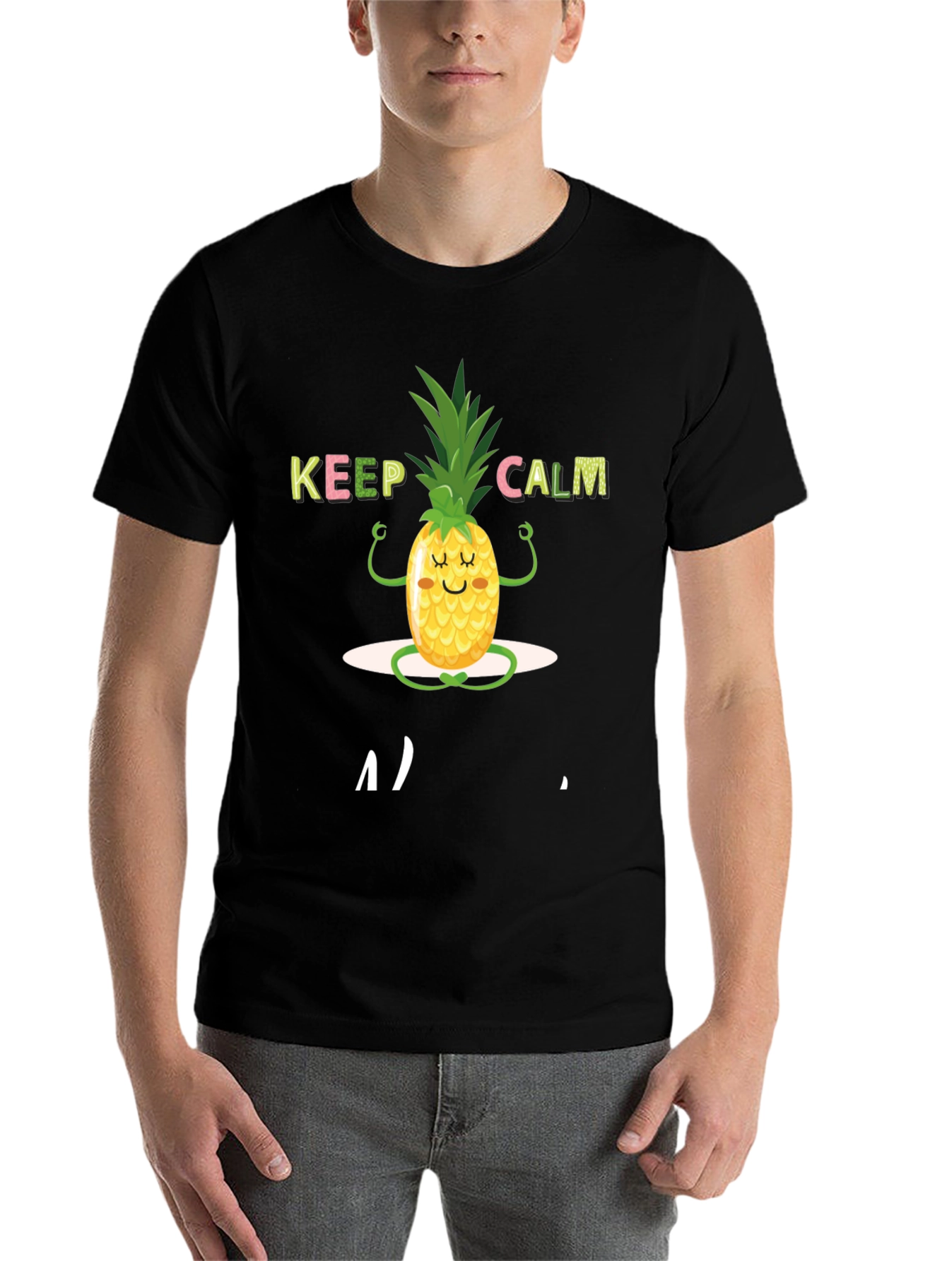 Black Keep Calm Pineapple T-Shirt view 7