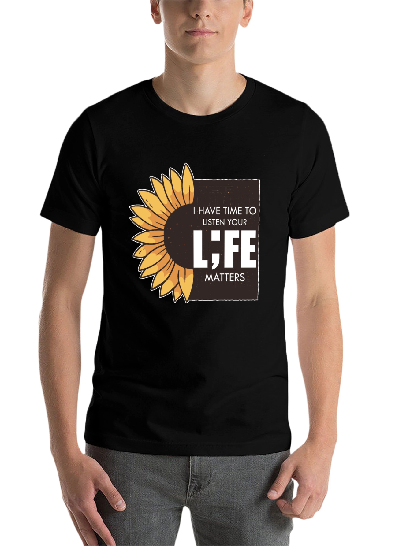 Black Sunflower 'Life Matters' Graphic T-Shirt view 7