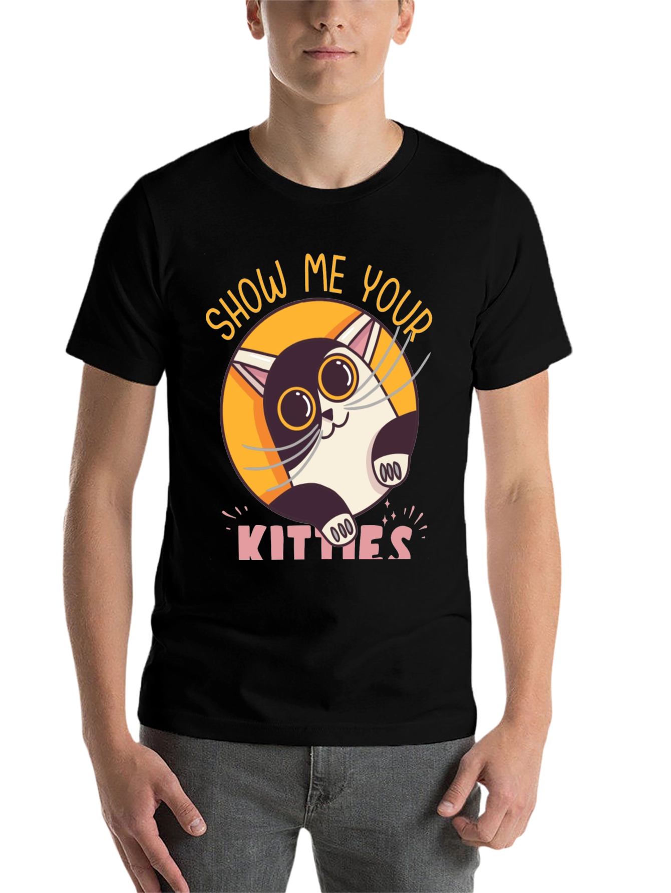 Black Show Me Your Kitties Graphic T-Shirt view 7