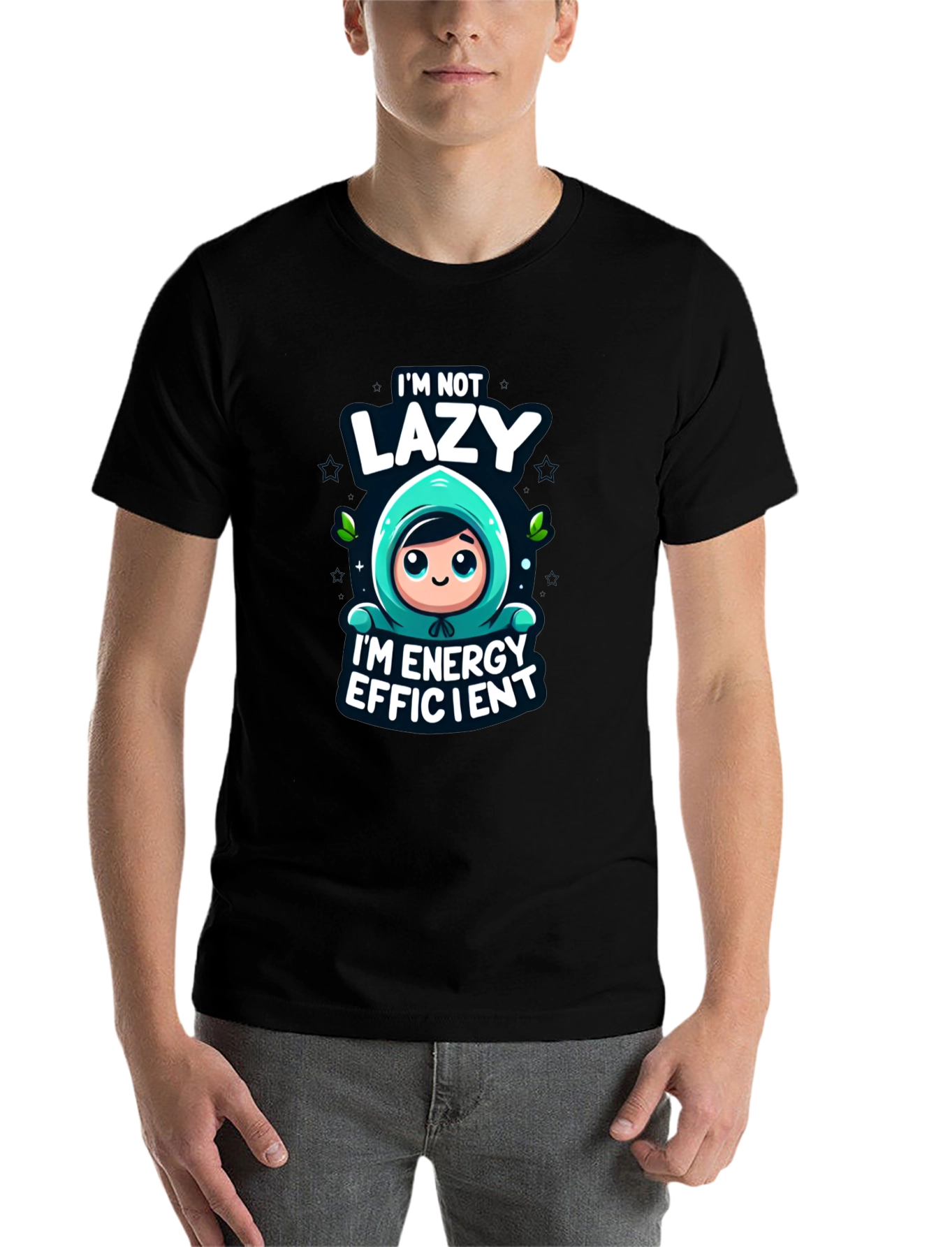 Black Funny Energy Efficient Black Graphic Tee view 7