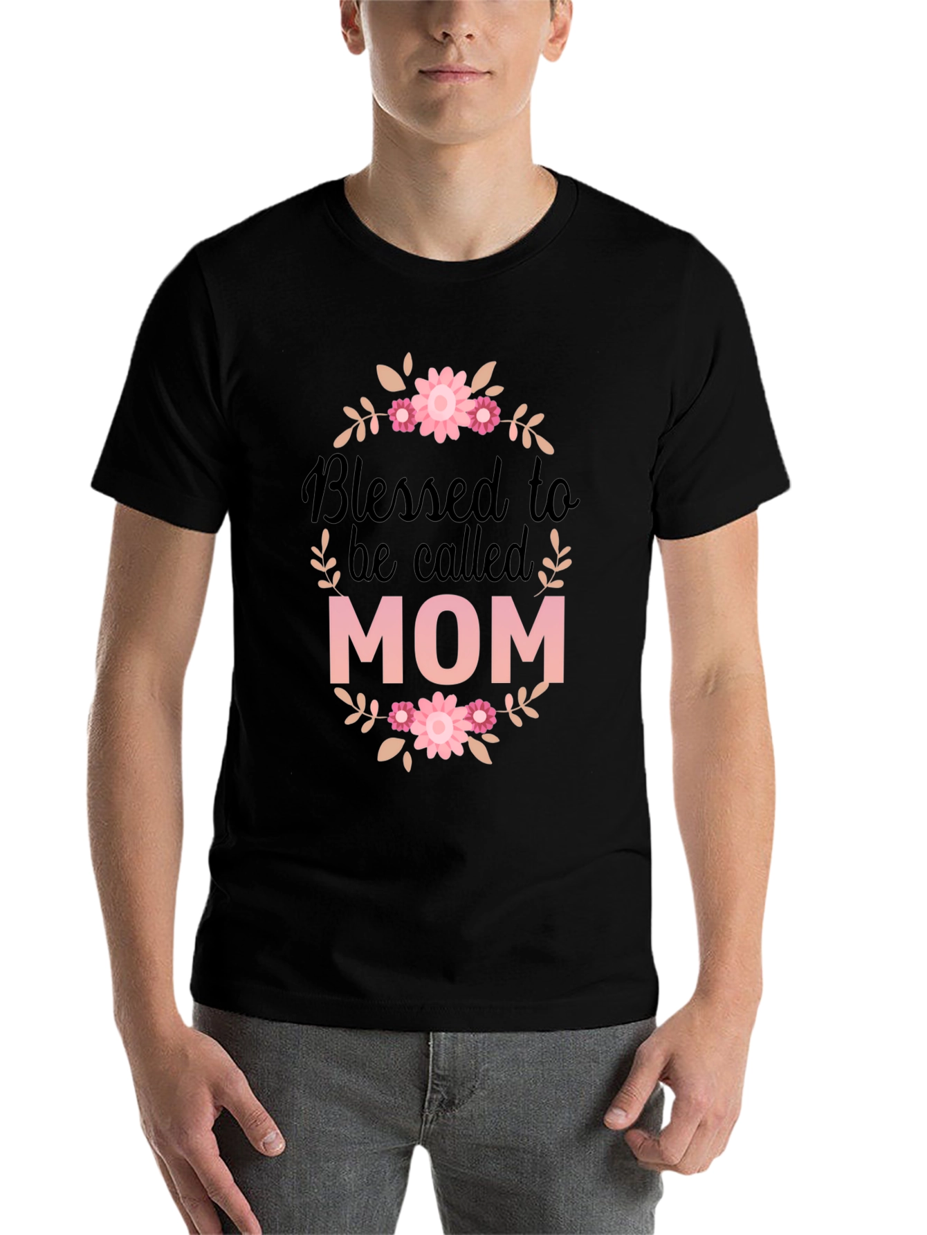 Black Blessed Mom Graphic Tee - Black T-Shirt view 7
