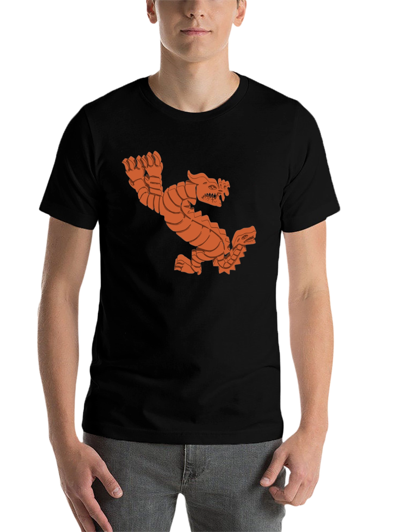 Black Double Dragon Graphic Tee - Black Cotton T-Shirt view 7