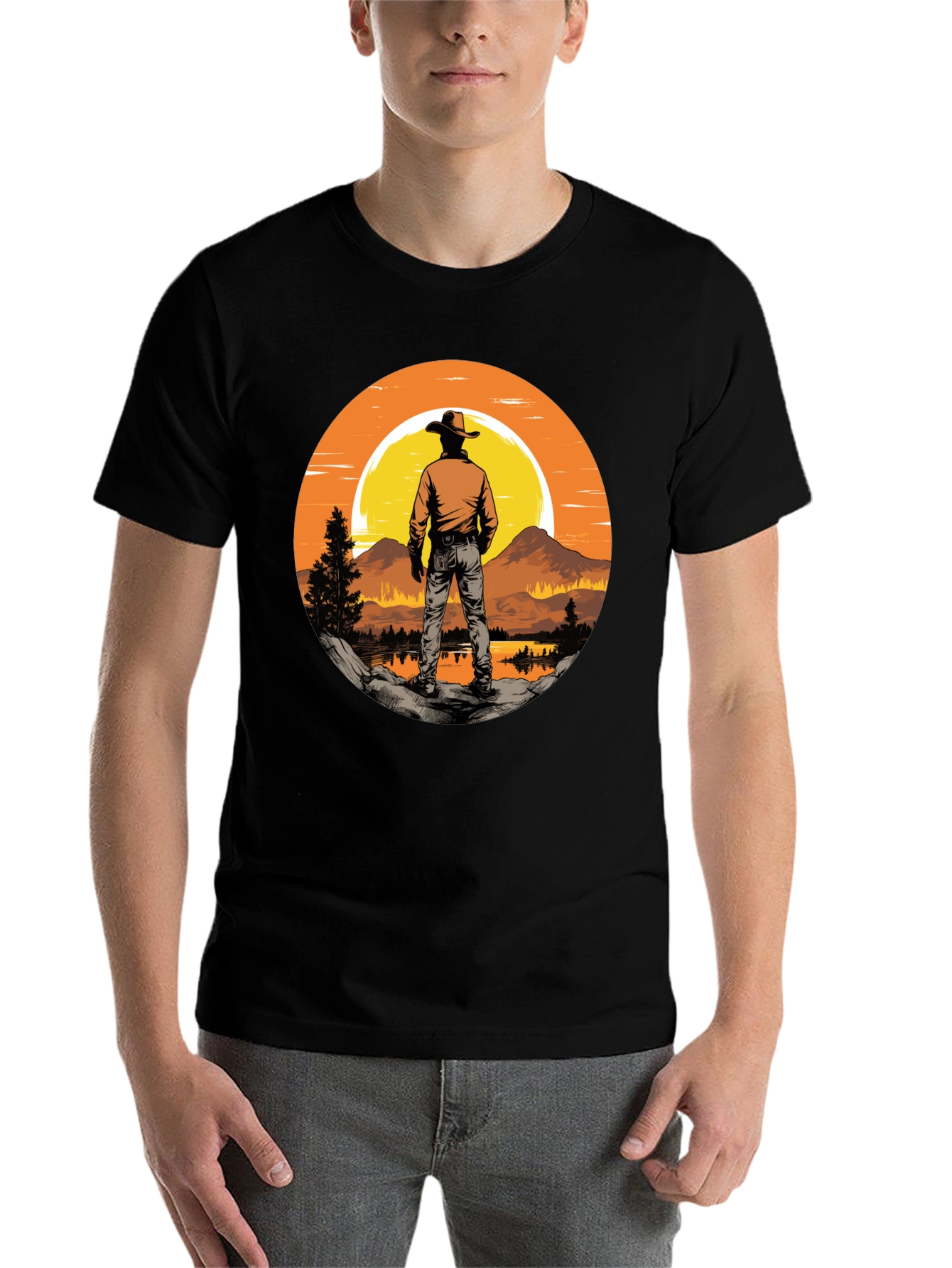 Black Sunset Cowboy Graphic Tee view 7