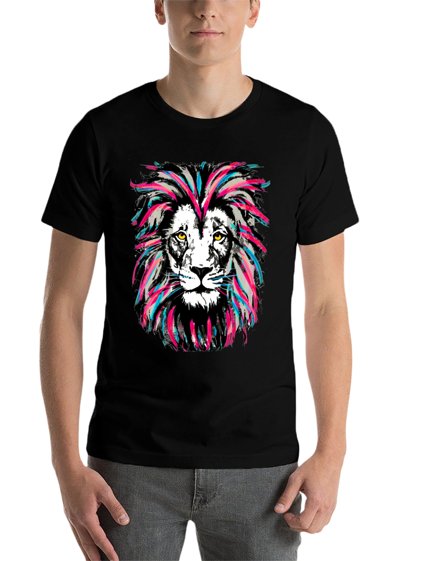 Black Lion Head Graphic Print Tee view 7