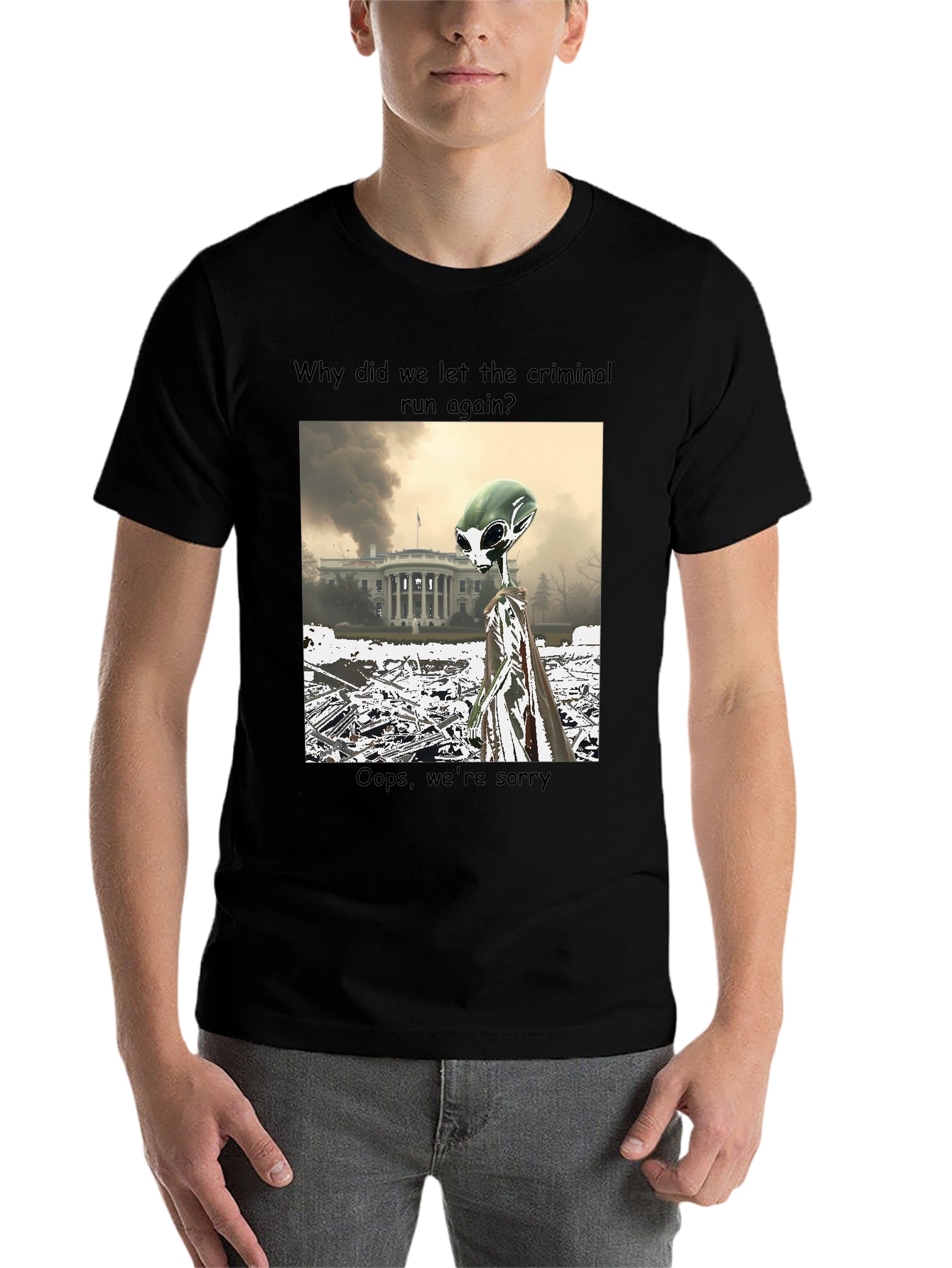Black Political Alien Humor Graphic Tee view 7