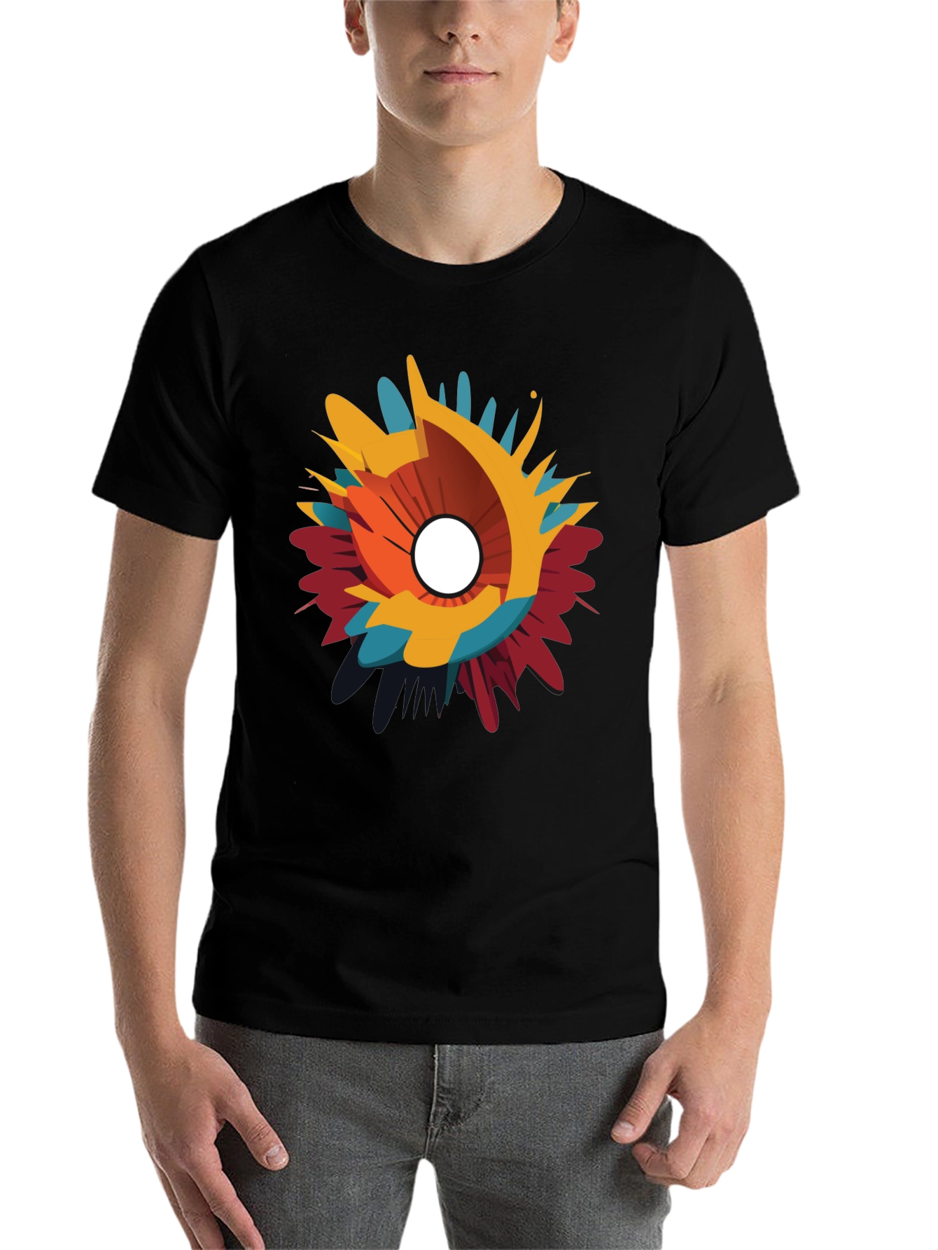 Black Abstract Splash Graphic Black T-Shirt view 7