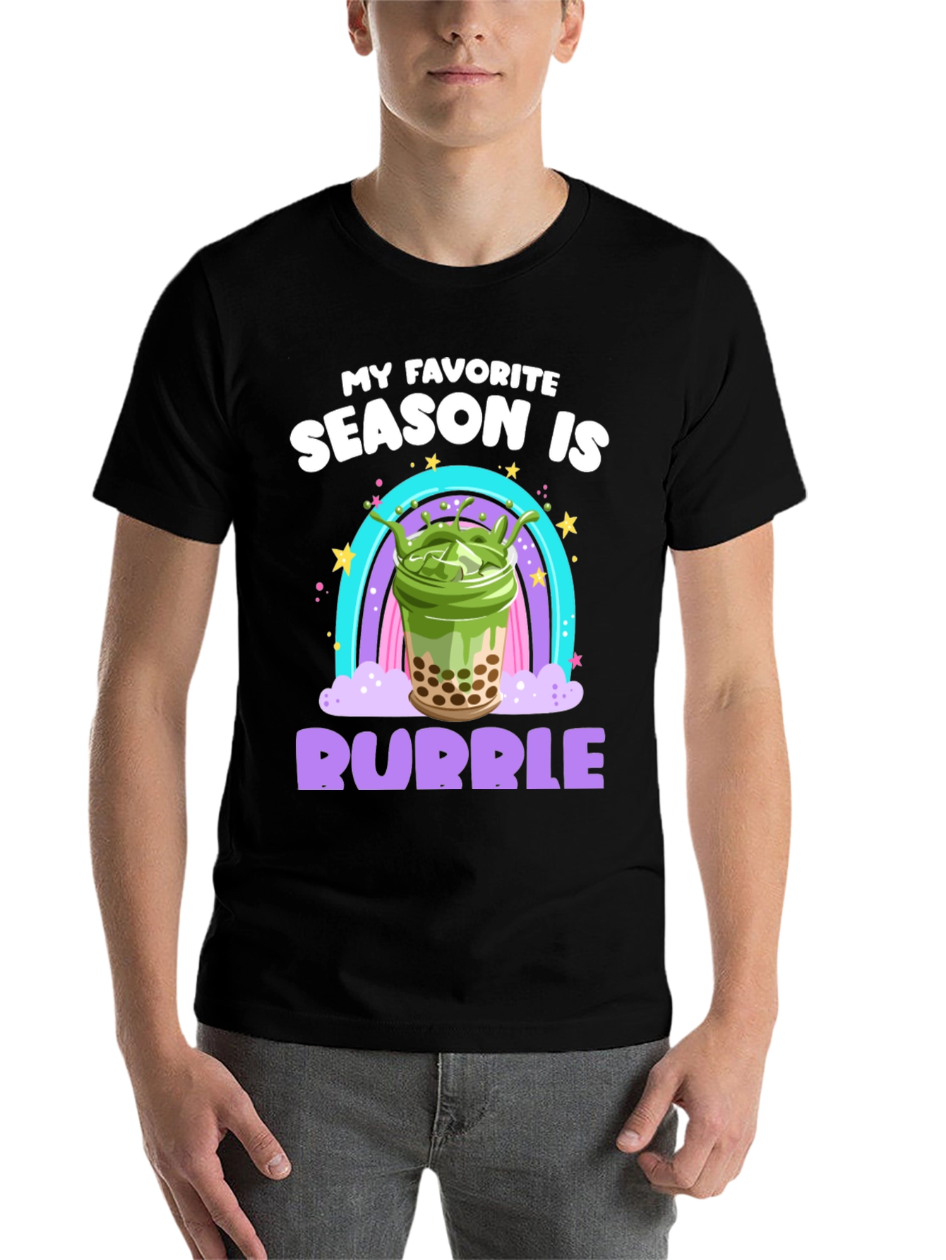 Black Bubble Tea Season T-Shirt - Matcha Boba Lover view 7