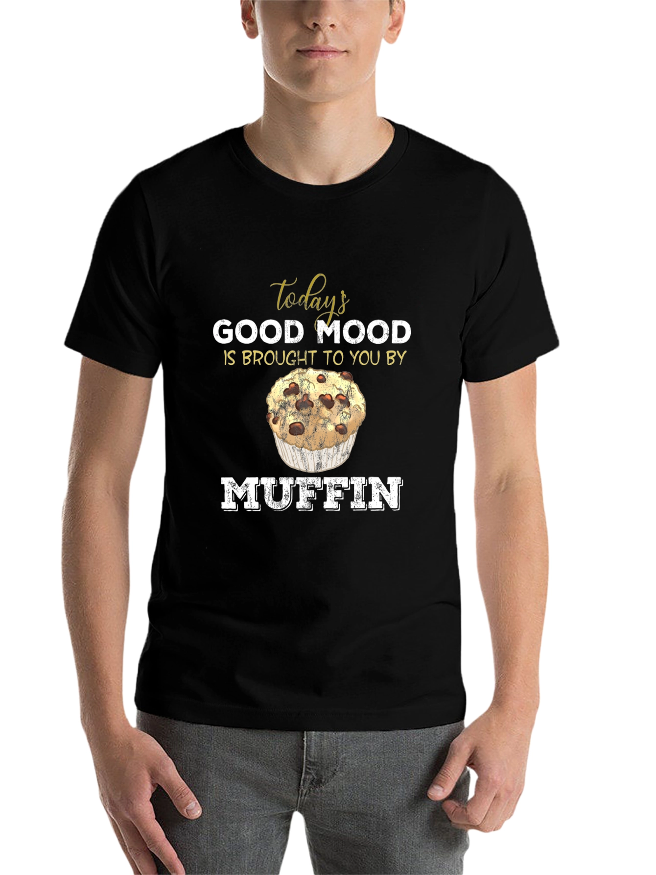 Black Muffin Mood T-Shirt - Funny Foodie Tee view 7