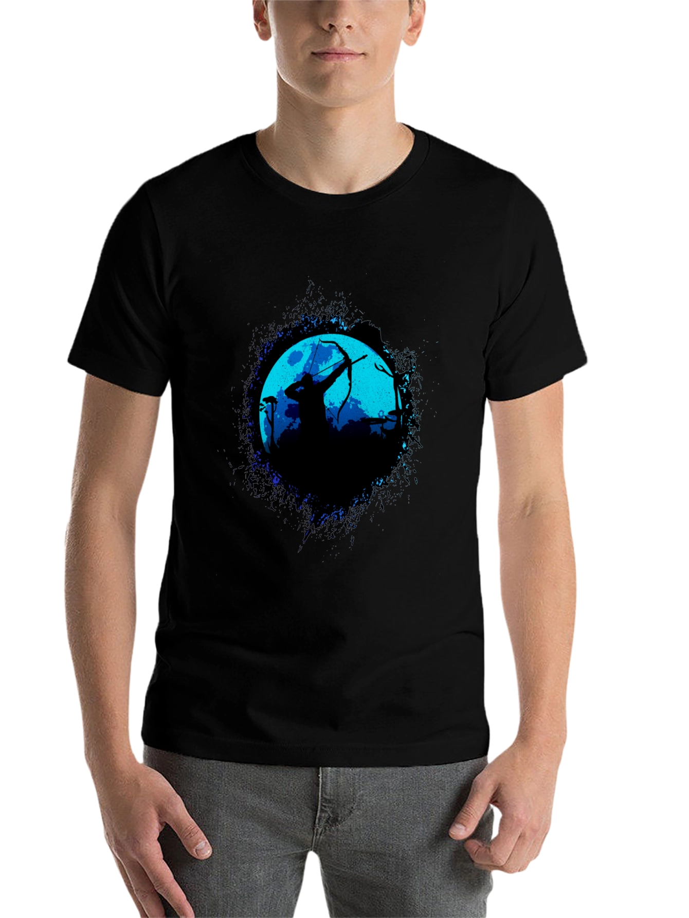 Black Archer Silhouette Graphic Black T-Shirt view 7