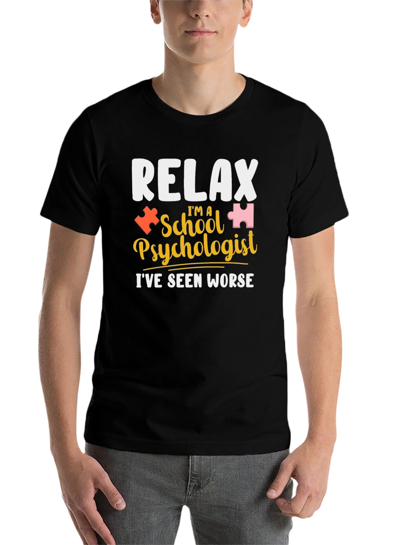 Black Relax I'm a School Psychologist T-Shirt view 7