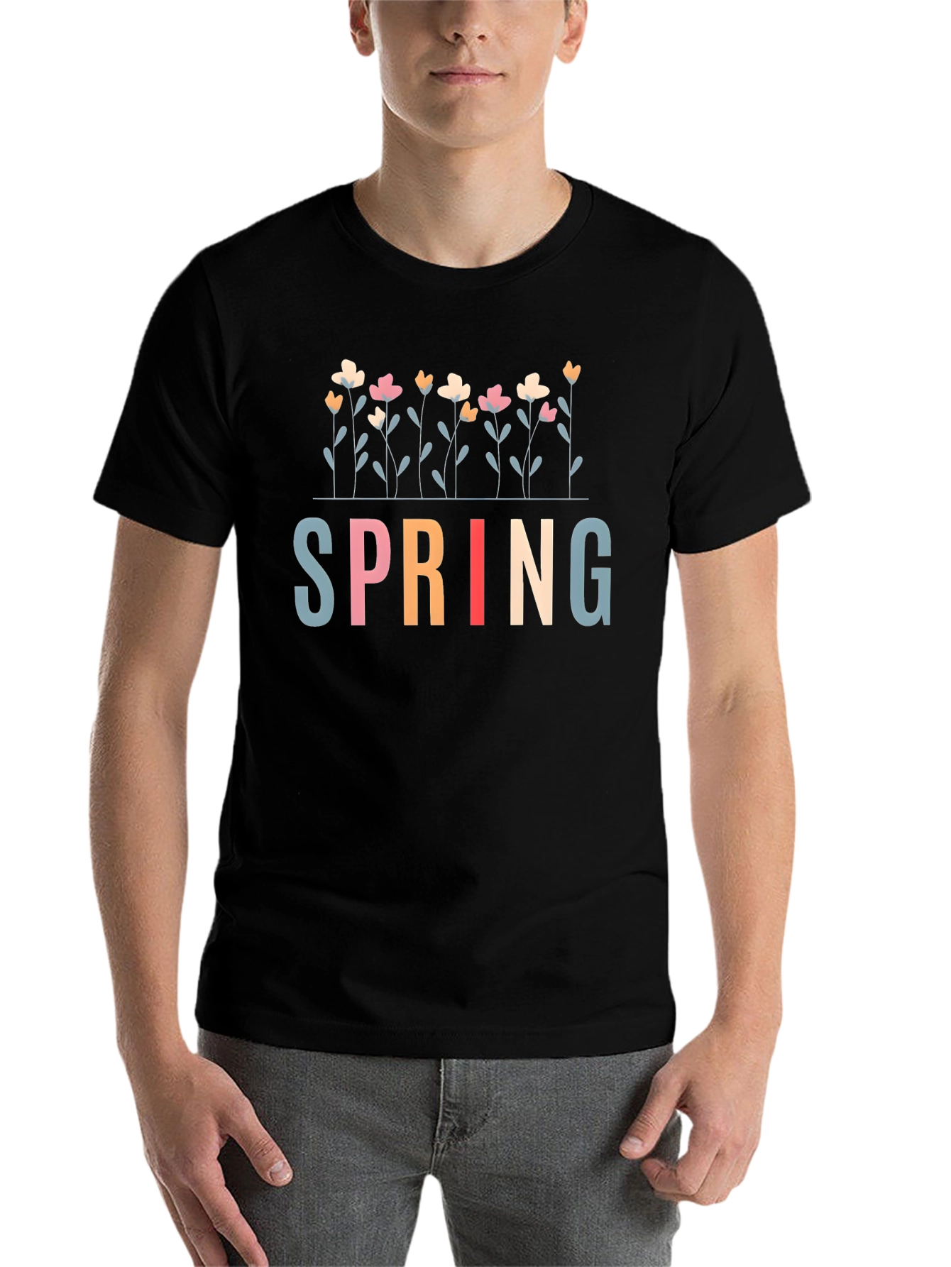 Black Floral Spring T-Shirt - Stylish Casual Wear view 7