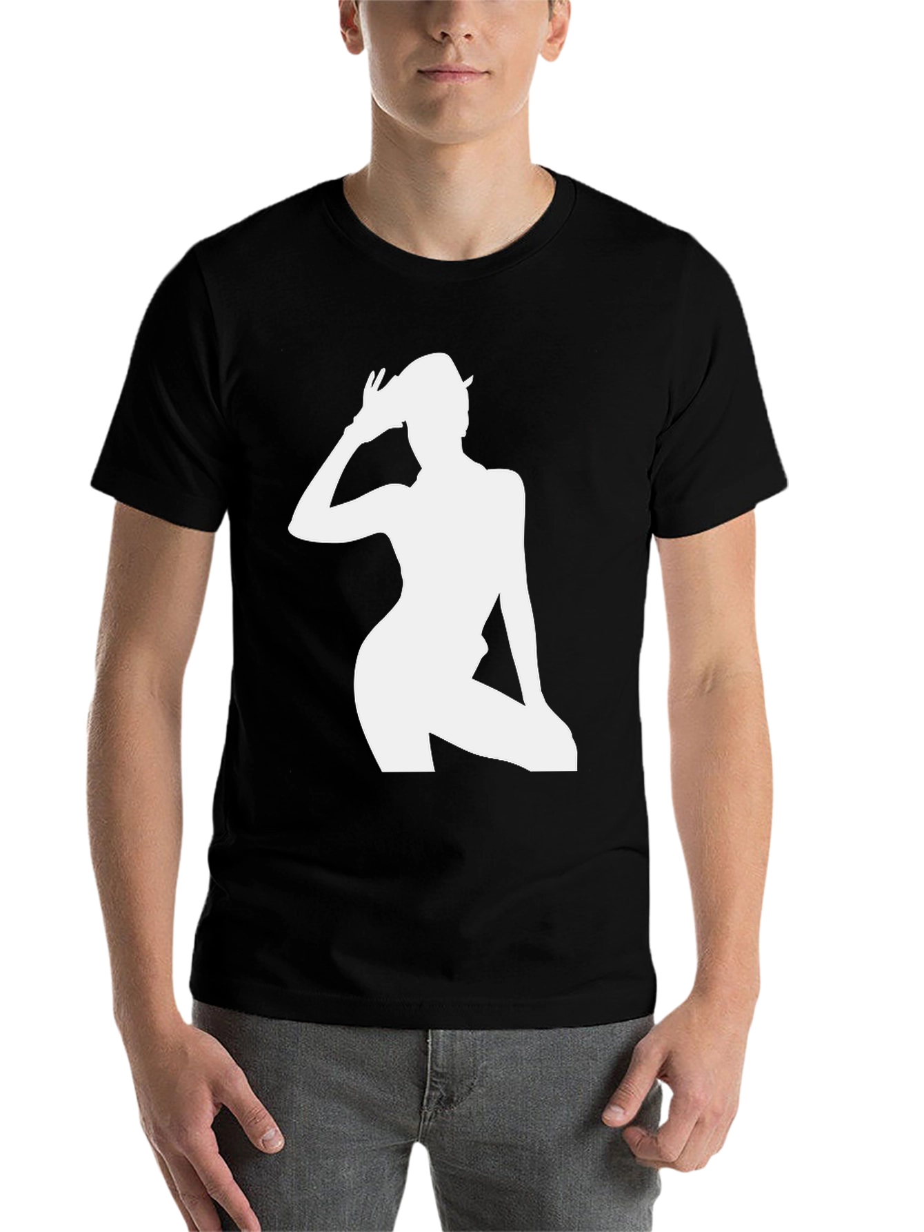 Black Silhouette Graphic Tee - Sleek Black T-Shirt view 7