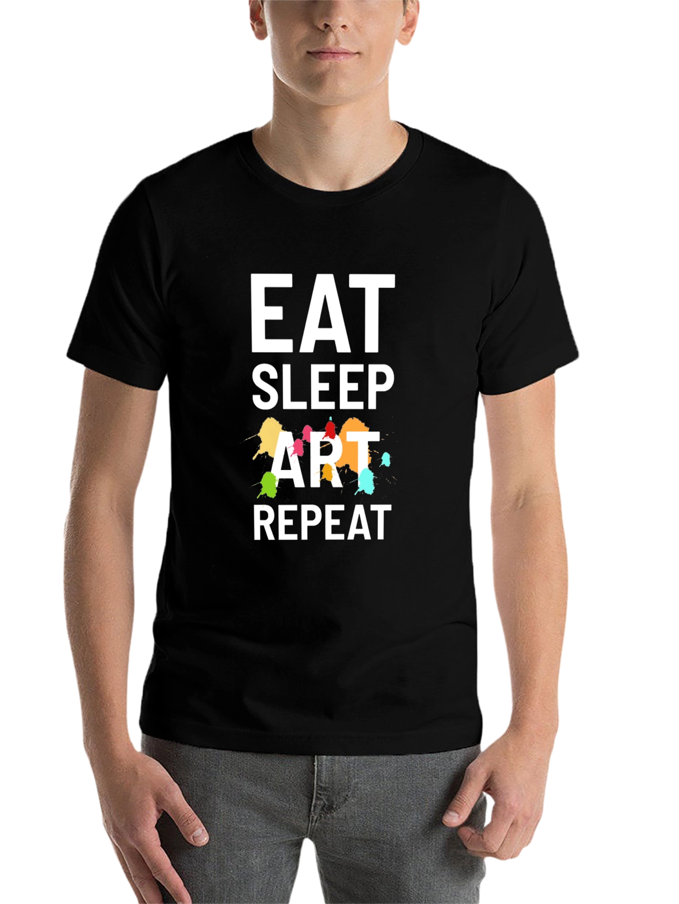 Black Eat Sleep Art Repeat Graphic T-Shirt view 7