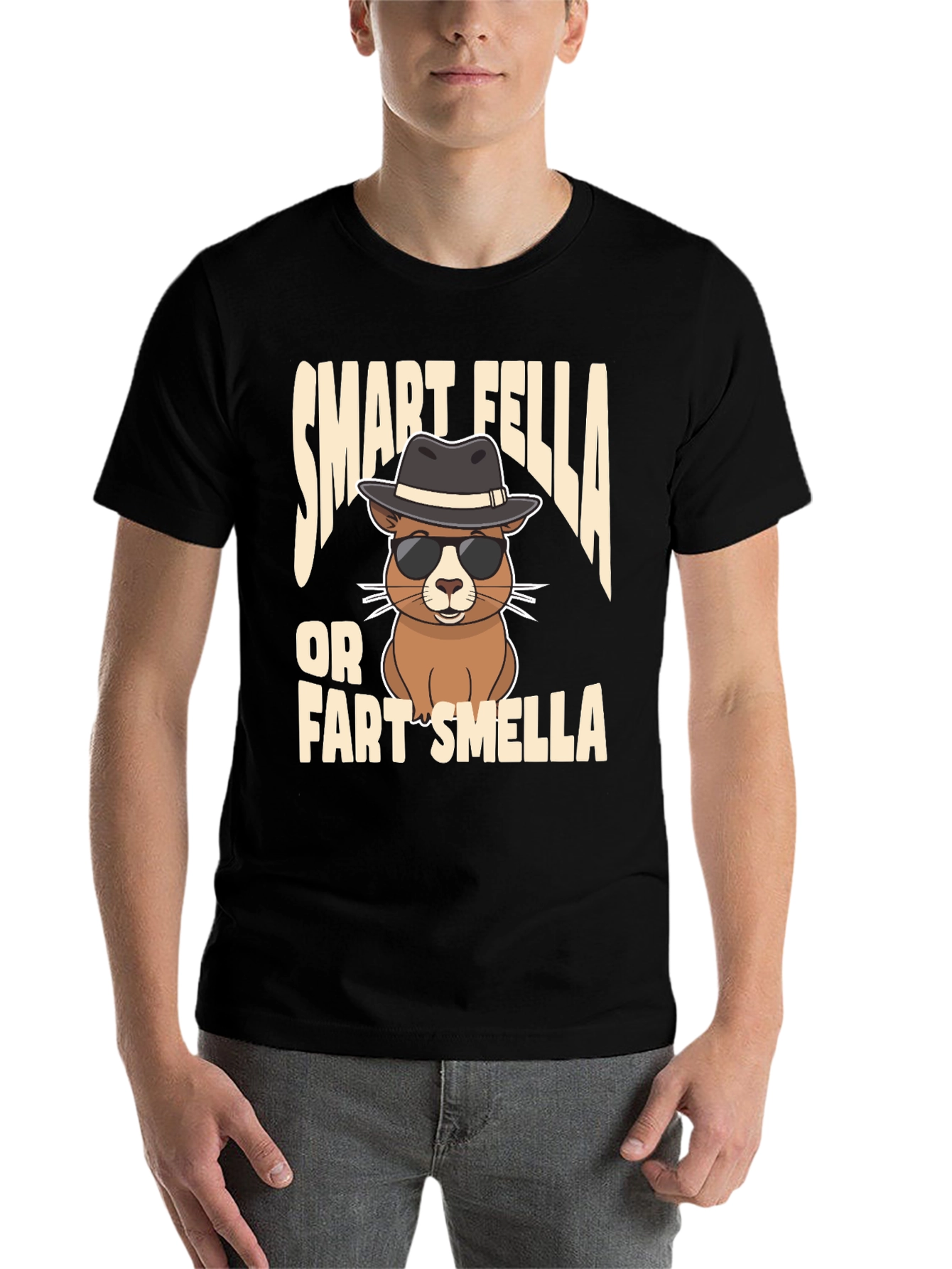 Black Smart Fella or Fart Smella T-Shirt view 7