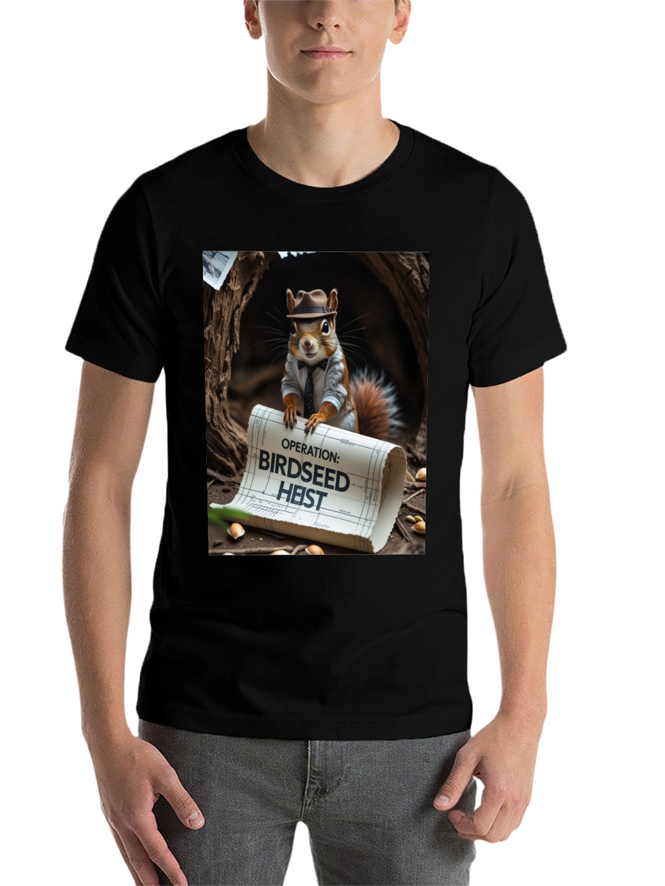 Black Birdseed Heist Squirrel Tee view 7