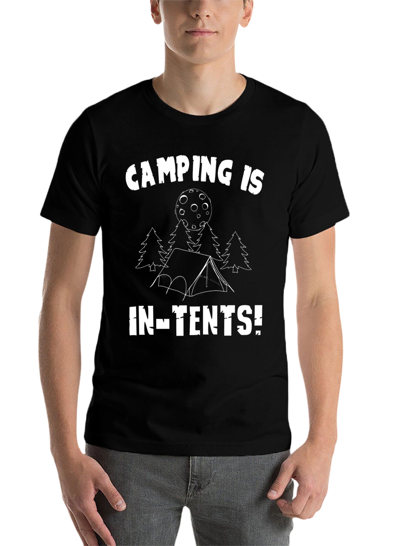 Black Camping is In-Tents! Black Graphic T-Shirt view 7