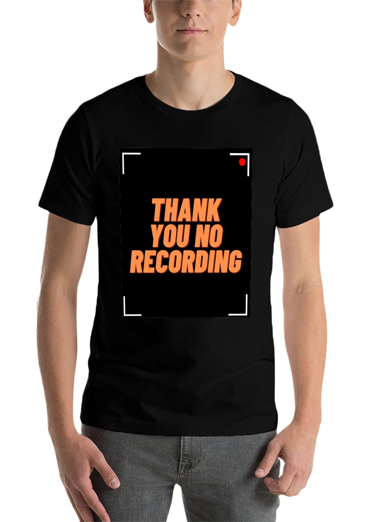 Black Thank You No Recording Graphic Tee view 7