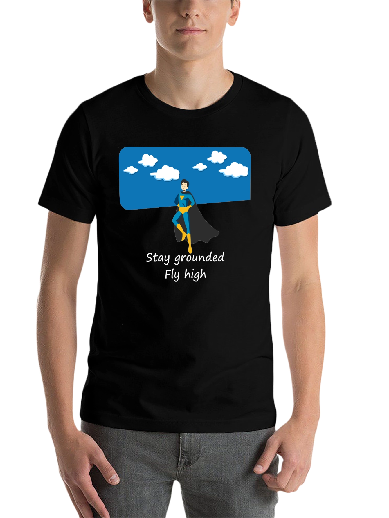 Black Stay Grounded Graphic Tee - Superhero Style view 7