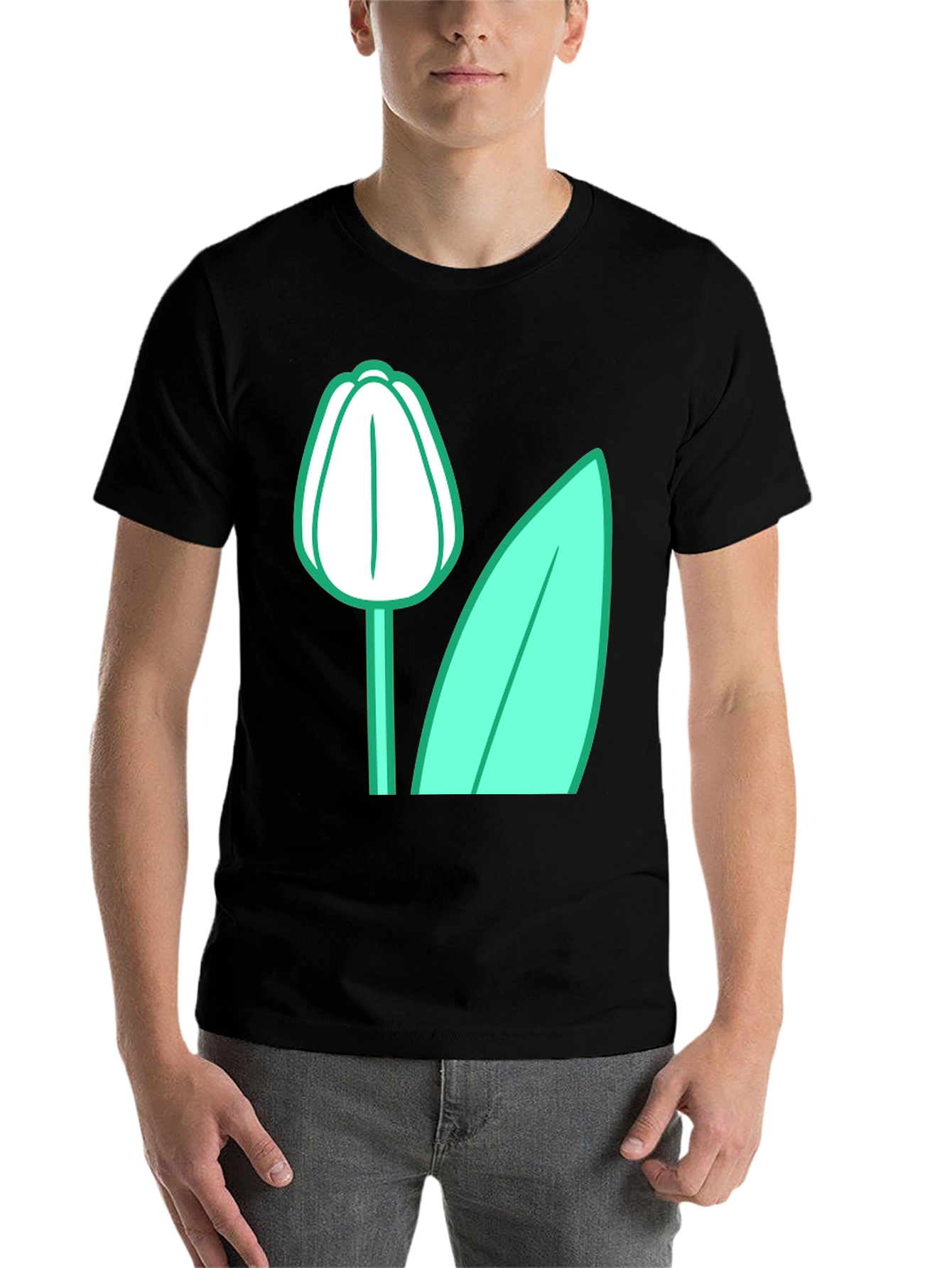 Black Tulip Graphic Tee - Black Cotton Blend view 7