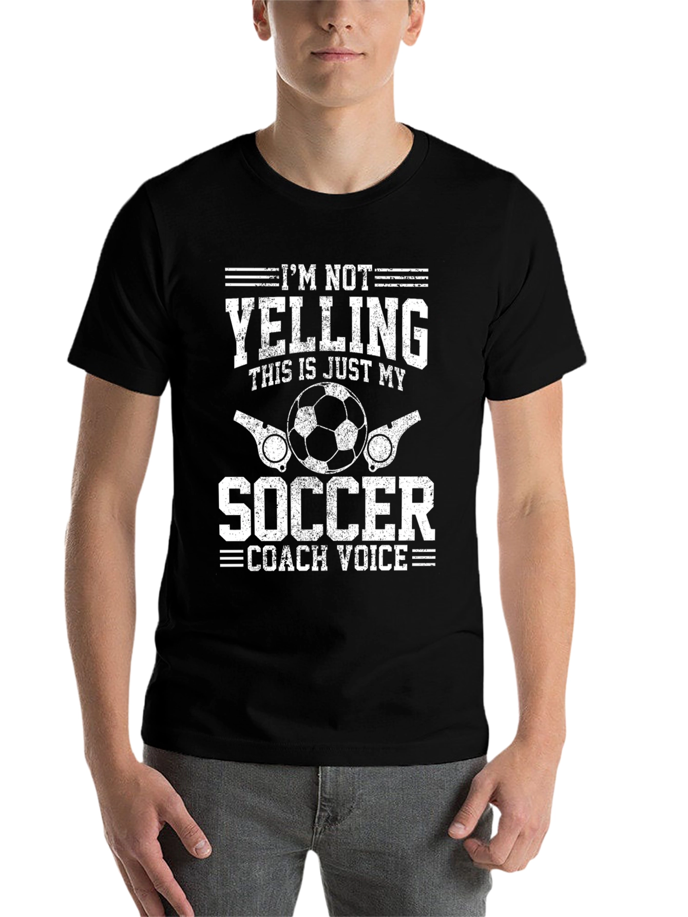 Black Soccer Coach Voice T-Shirt - Funny Graphic Tee view 7
