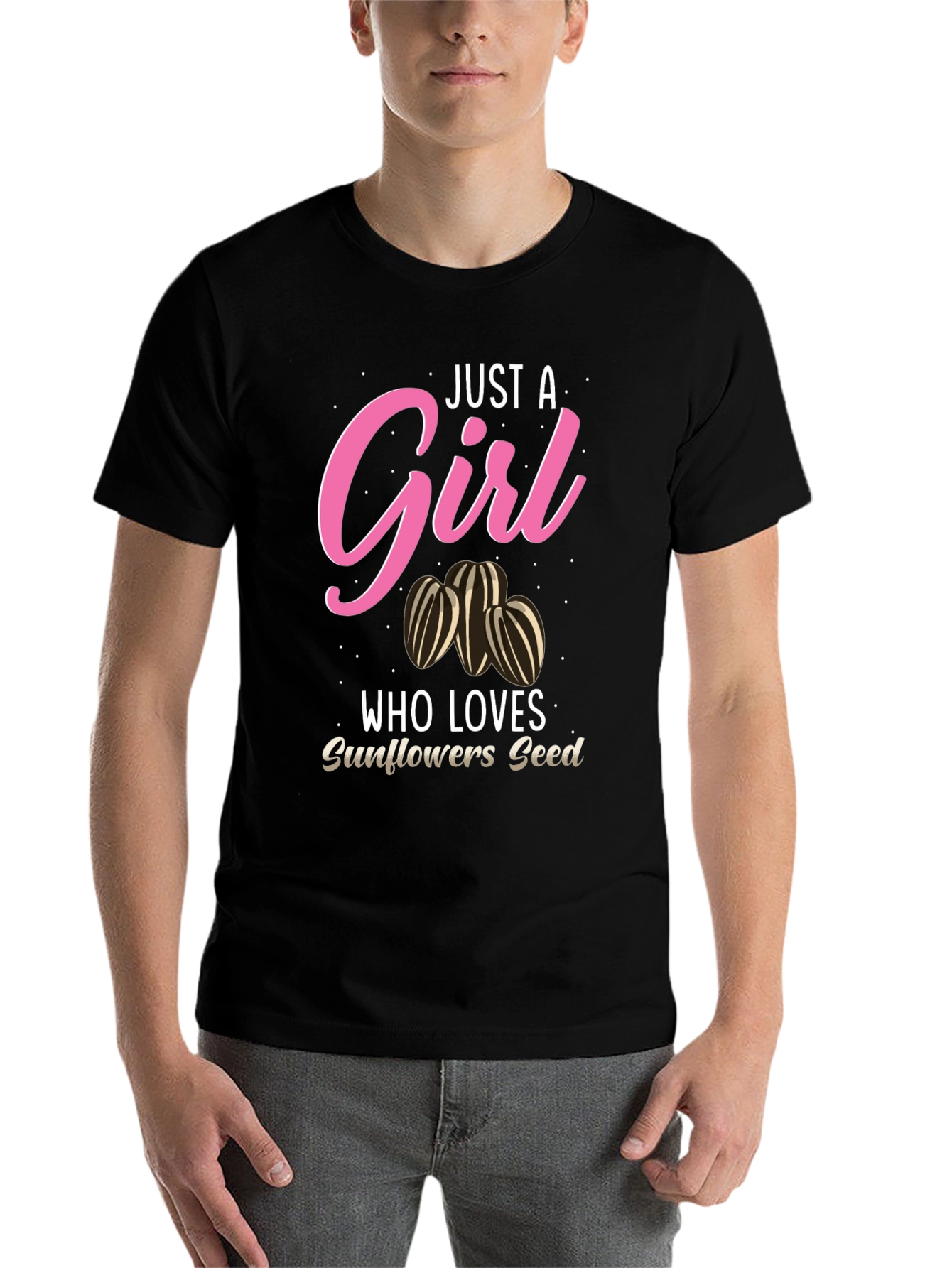 Black Just A Girl Who Loves Sunflower Seeds T-Shirt view 7