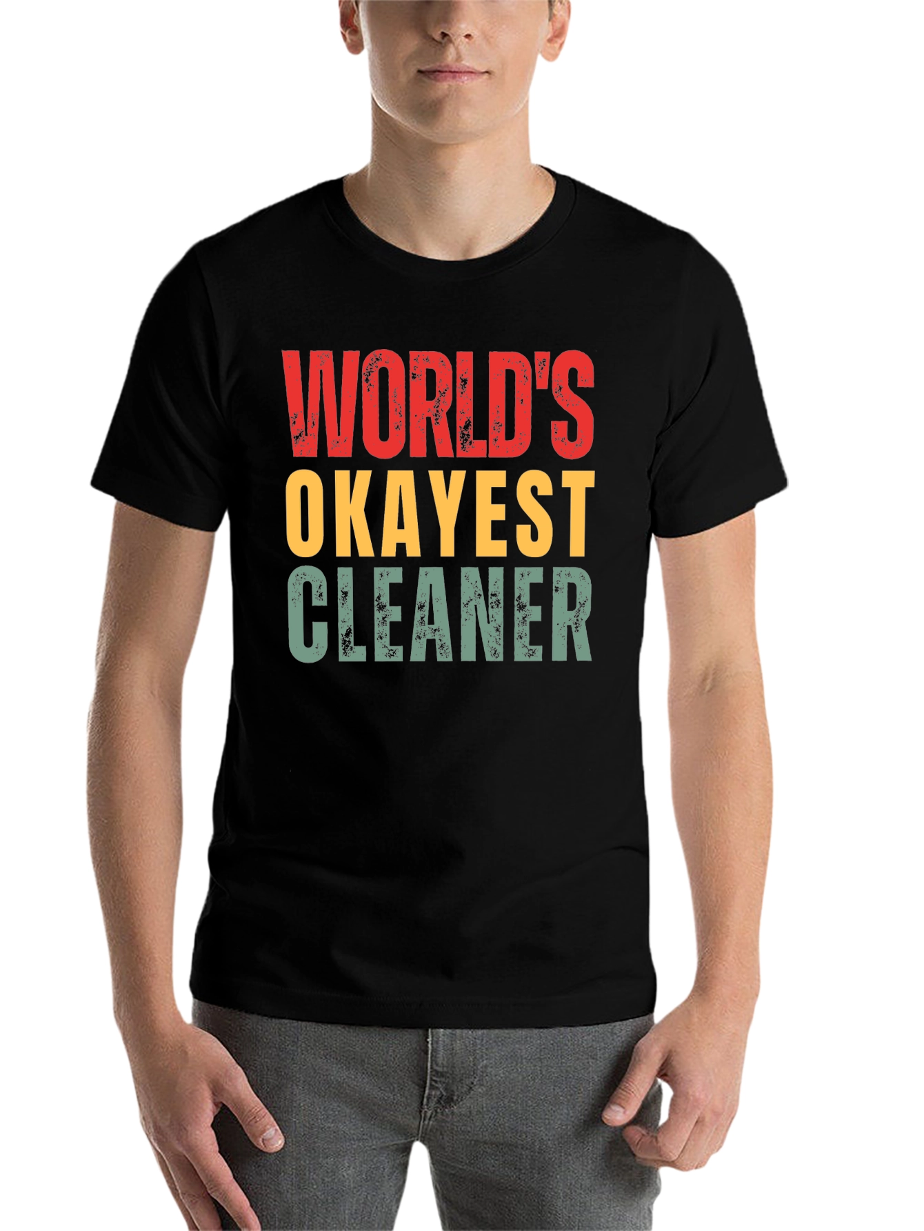 Black World's Okayest Cleaner T-Shirt Funny Gift view 7