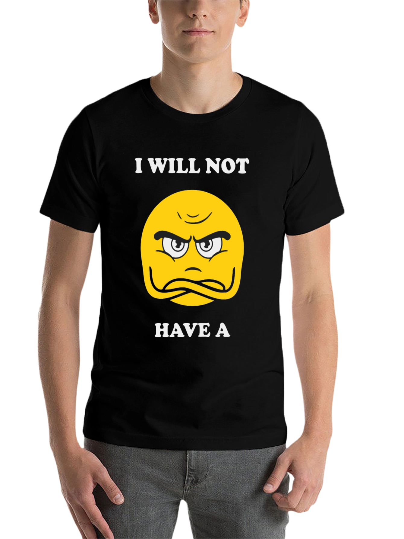 Black Grumpy Emoji T-Shirt view 7