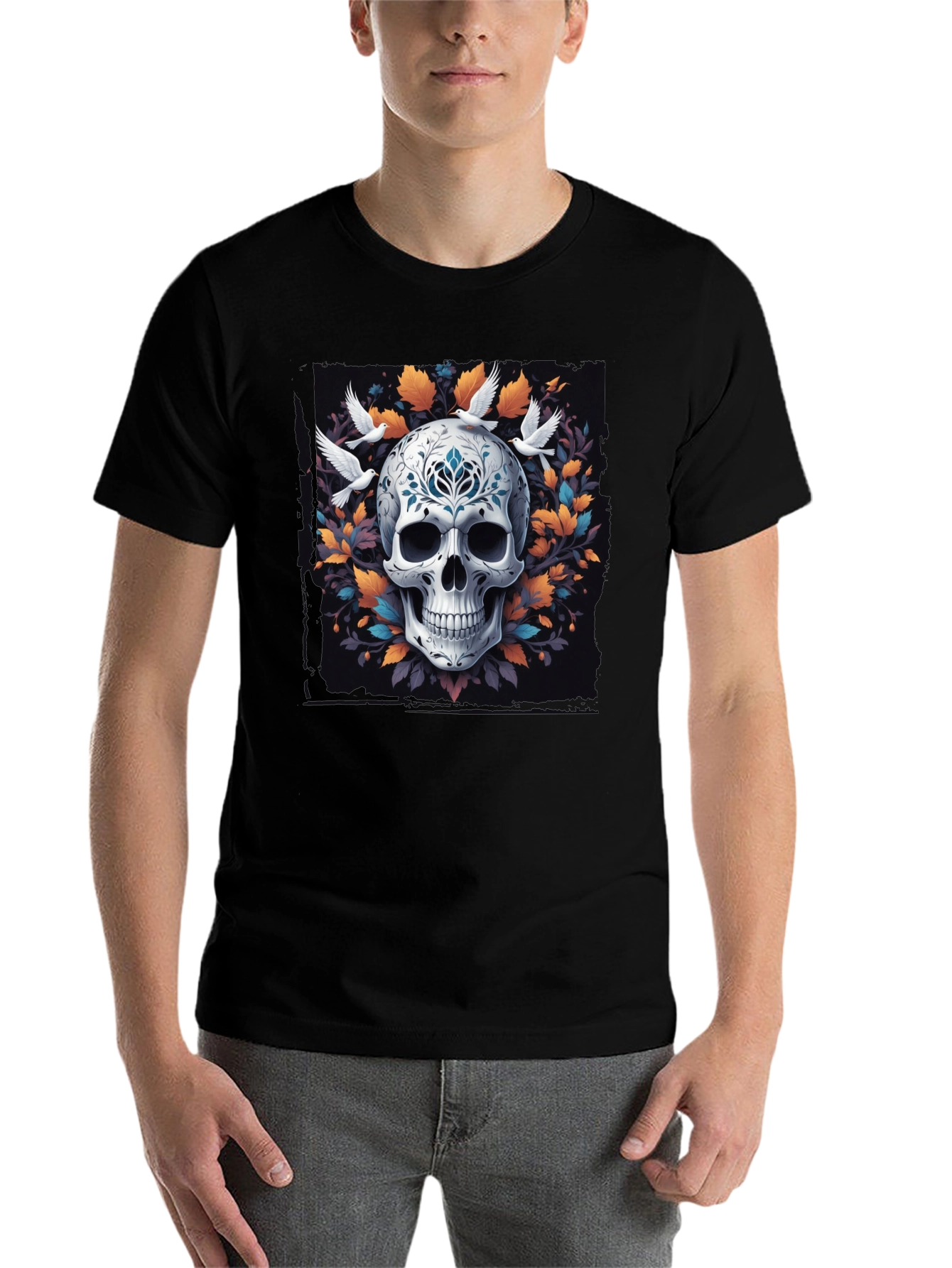Black Skull & Dove Graphic Tee view 7