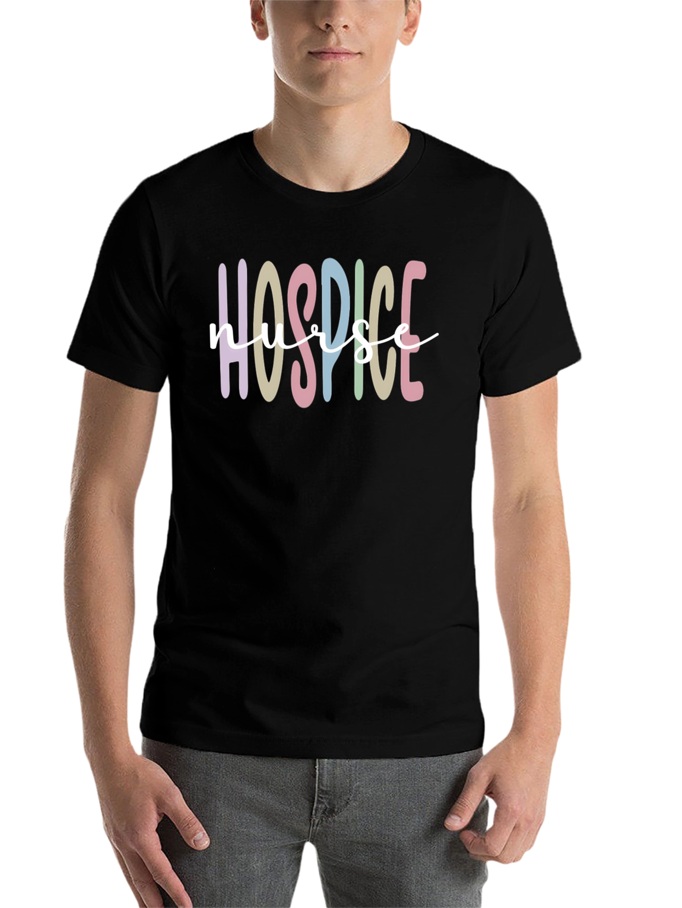Black Hospice Nurse T-Shirt Black Cotton Blend view 7