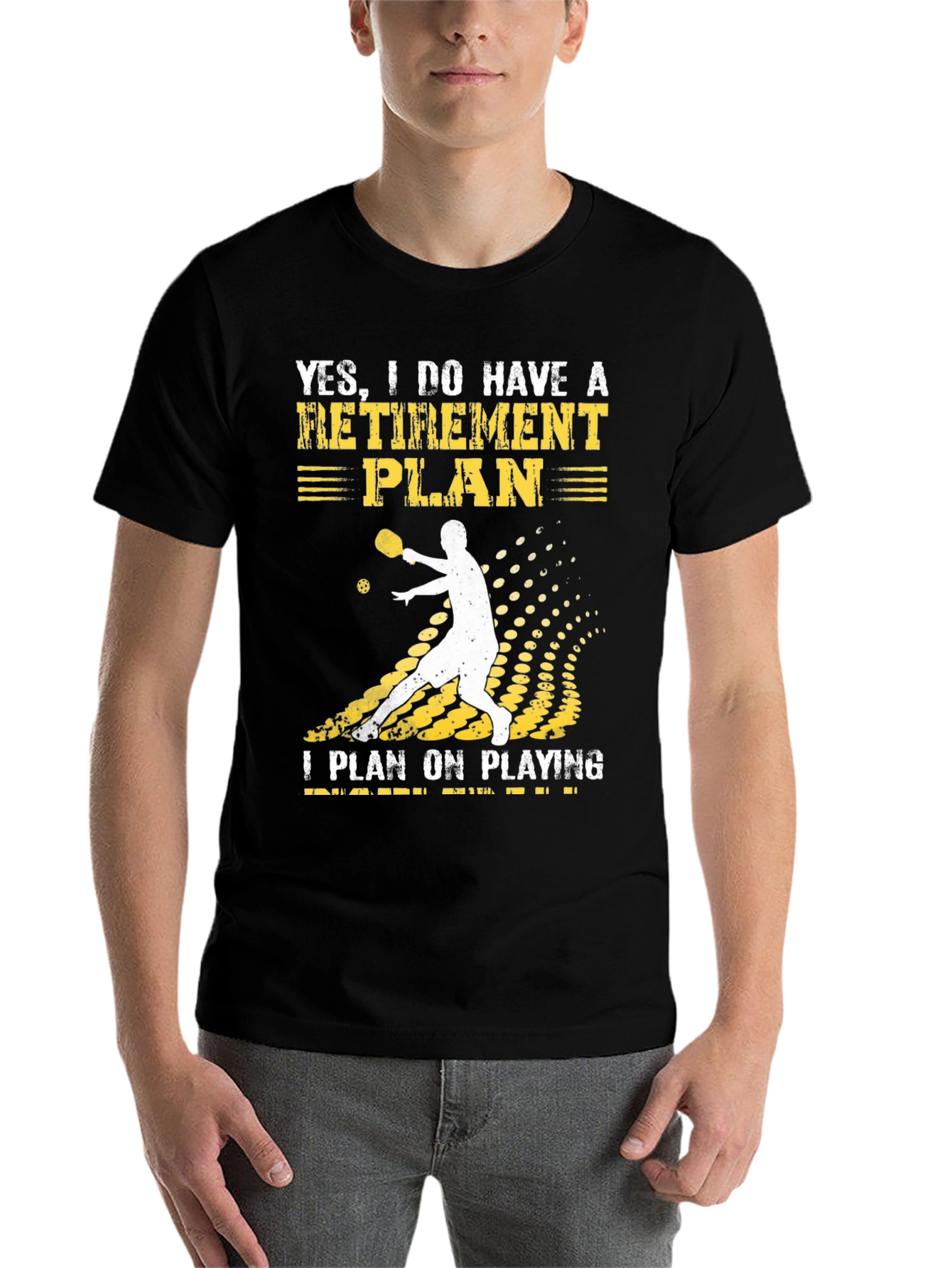 Black Pickleball Retirement Plan T-Shirt view 7
