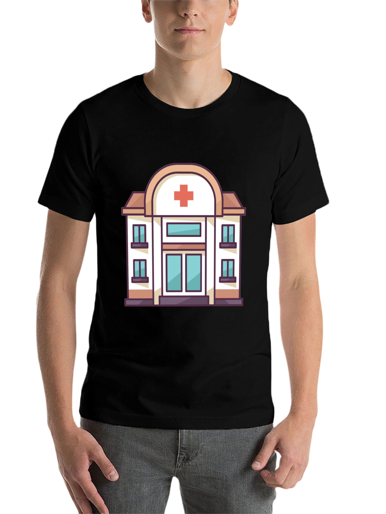 Hospital Graphic Tee - Black Cotton T-Shirt - 7