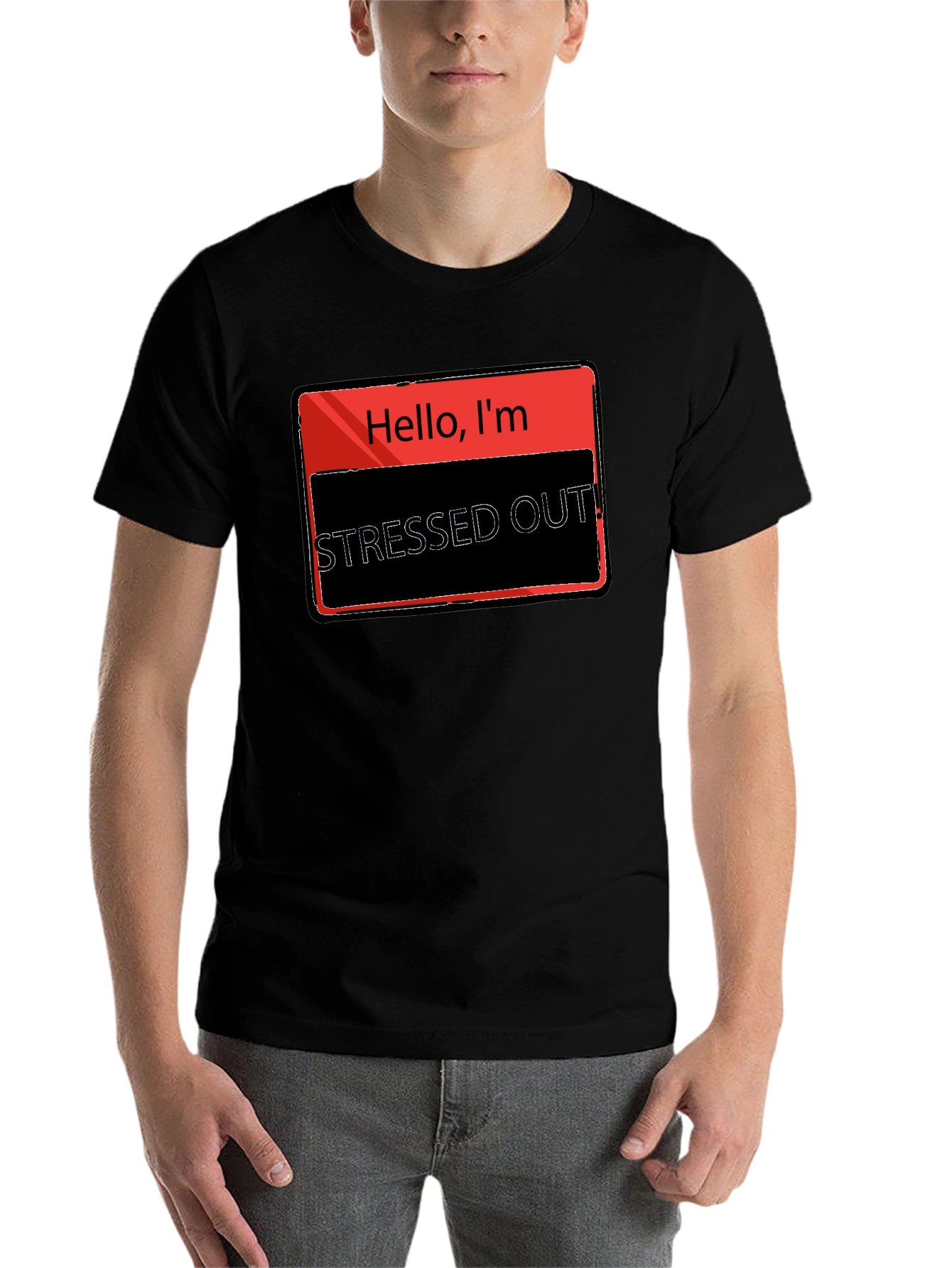 Black Stressed Out T-Shirt - Funny Graphic Tee view 7
