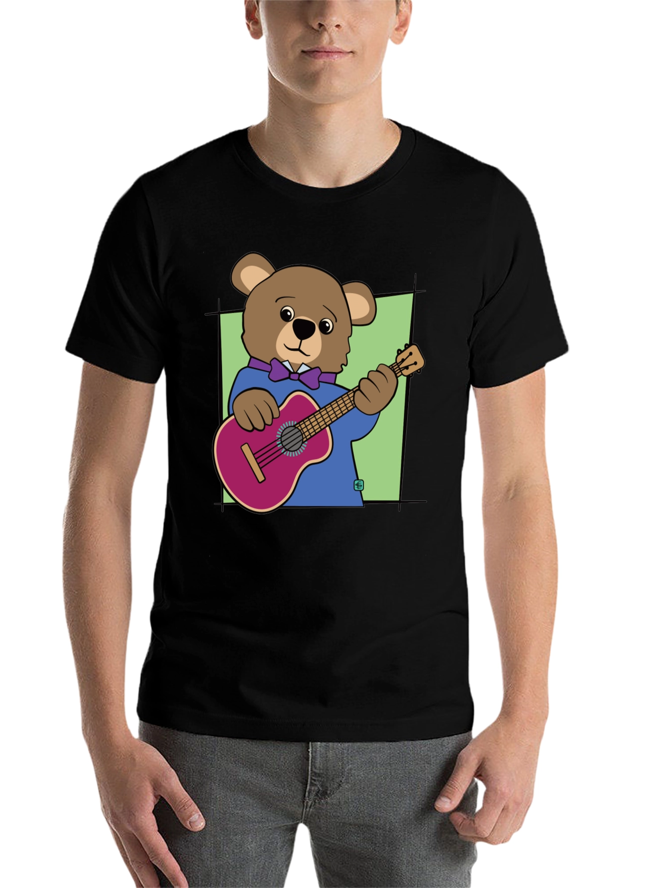 Black Bear Playing Guitar Graphic Tee - Cool Musician T-Shirt view 7