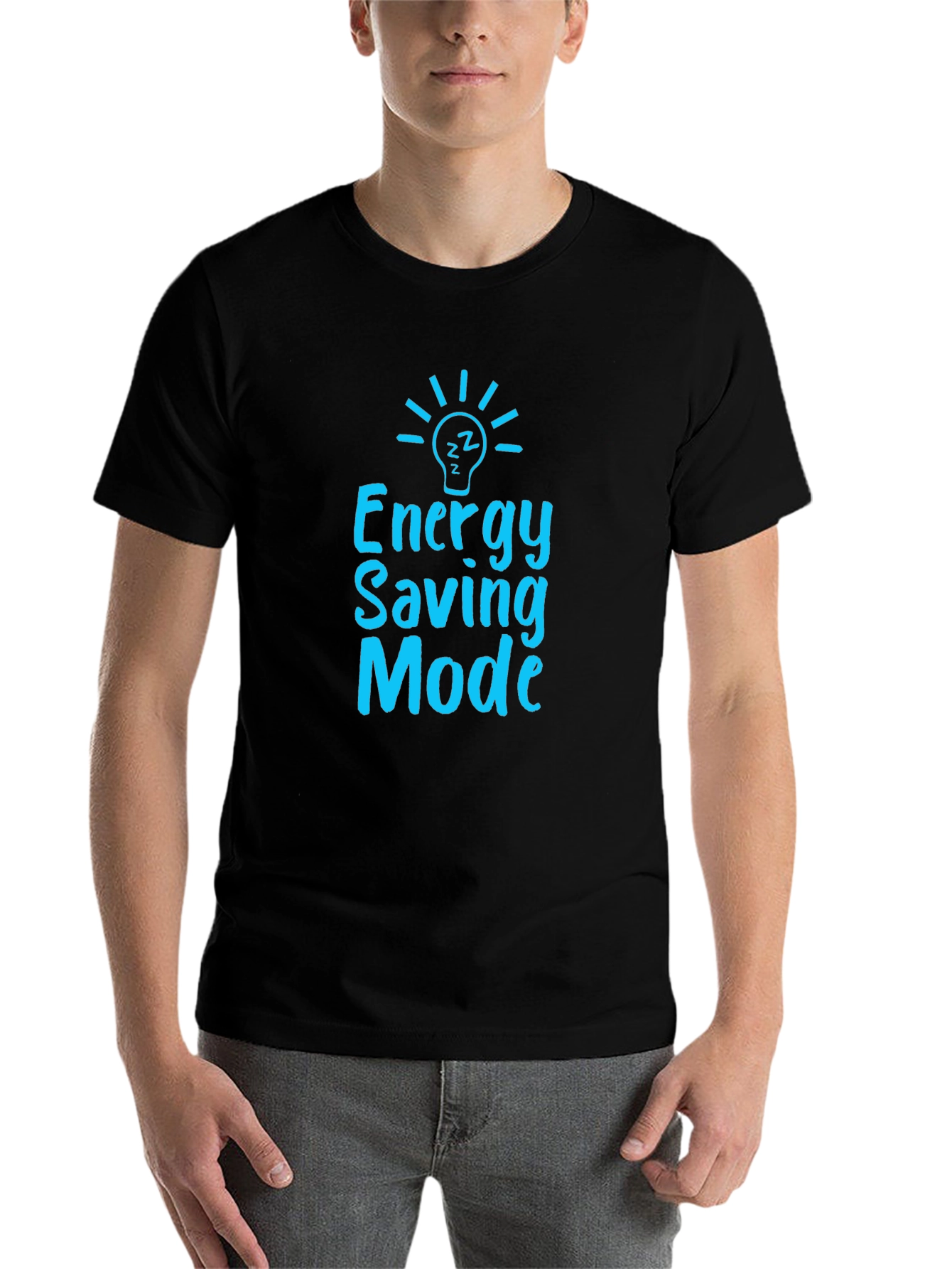 Black Energy Saving Mode Graphic T-Shirt - Black view 7